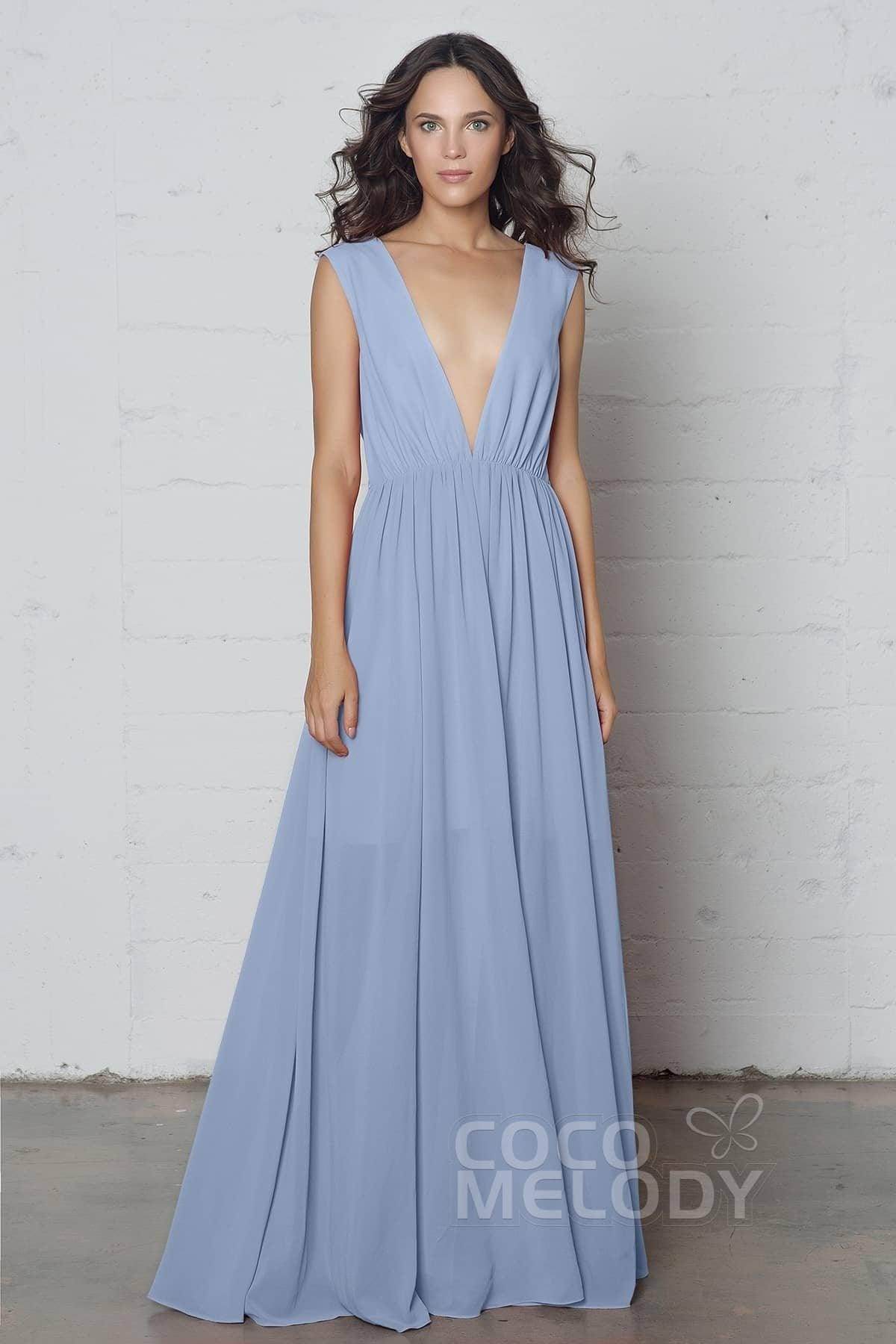 Sheath-Column Floor Length Chiffon Dress PR17022 - COCOMELODY