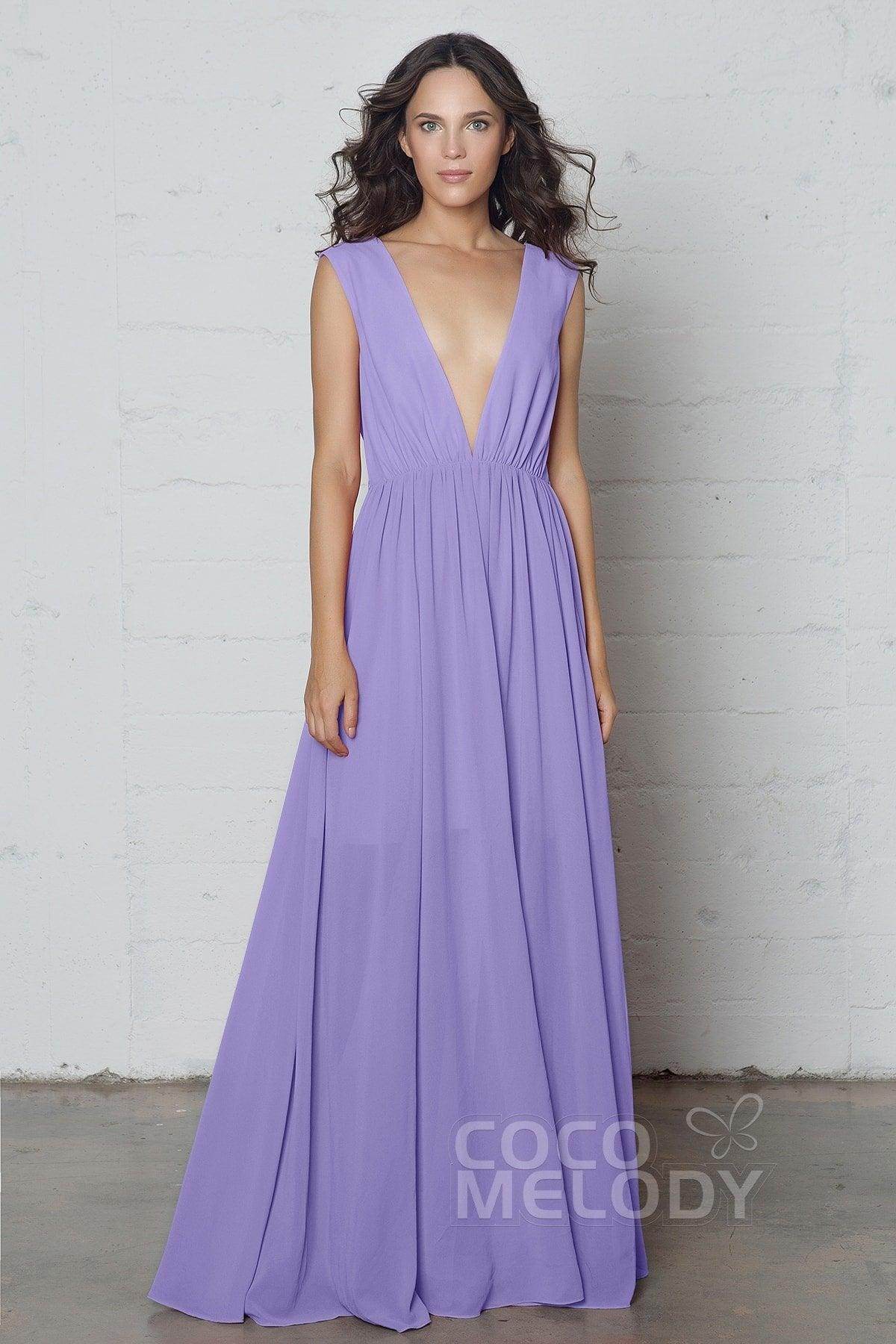 Sheath-Column Floor Length Chiffon Dress PR17022 - COCOMELODY
