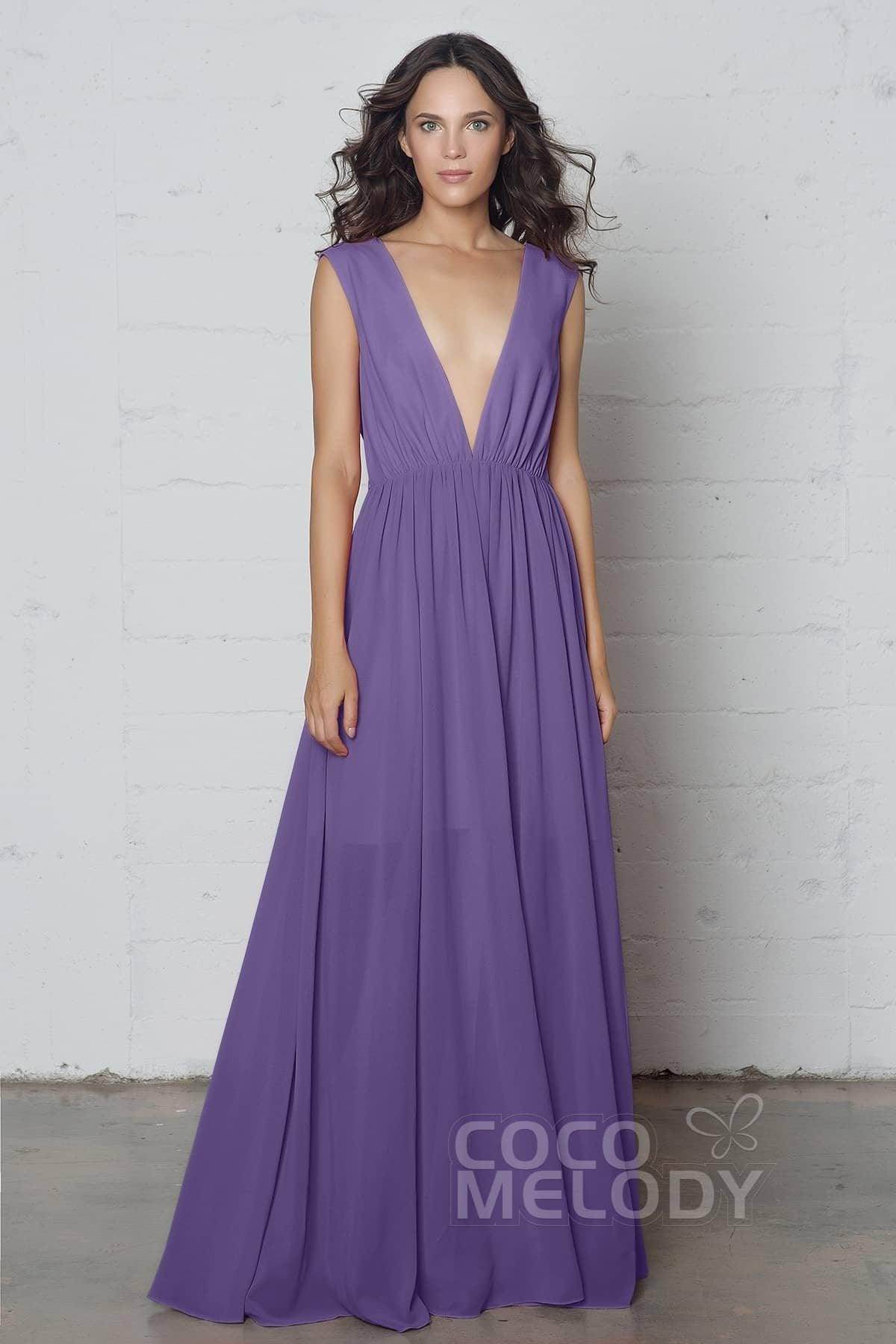 Sheath-Column Floor Length Chiffon Dress PR17022 - COCOMELODY