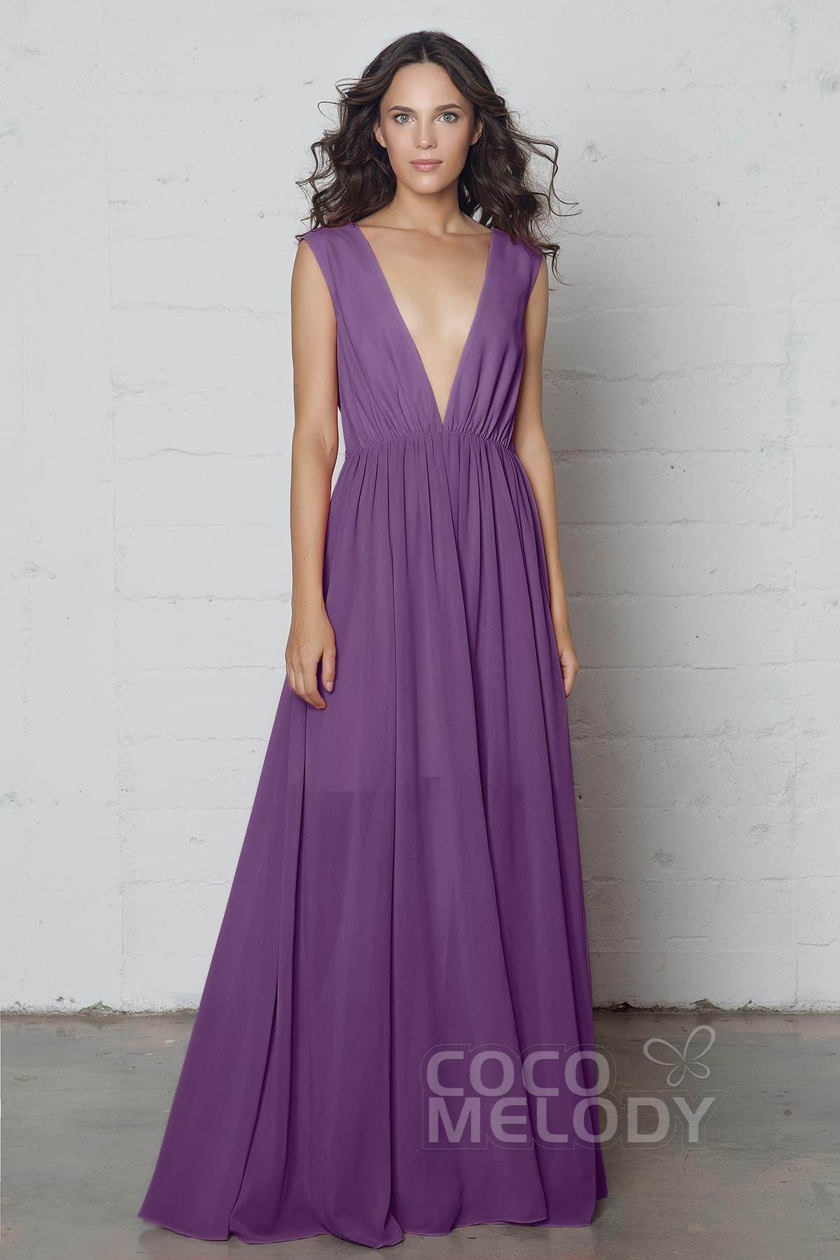 Sheath-Column Floor Length Chiffon Dress PR17022 - COCOMELODY