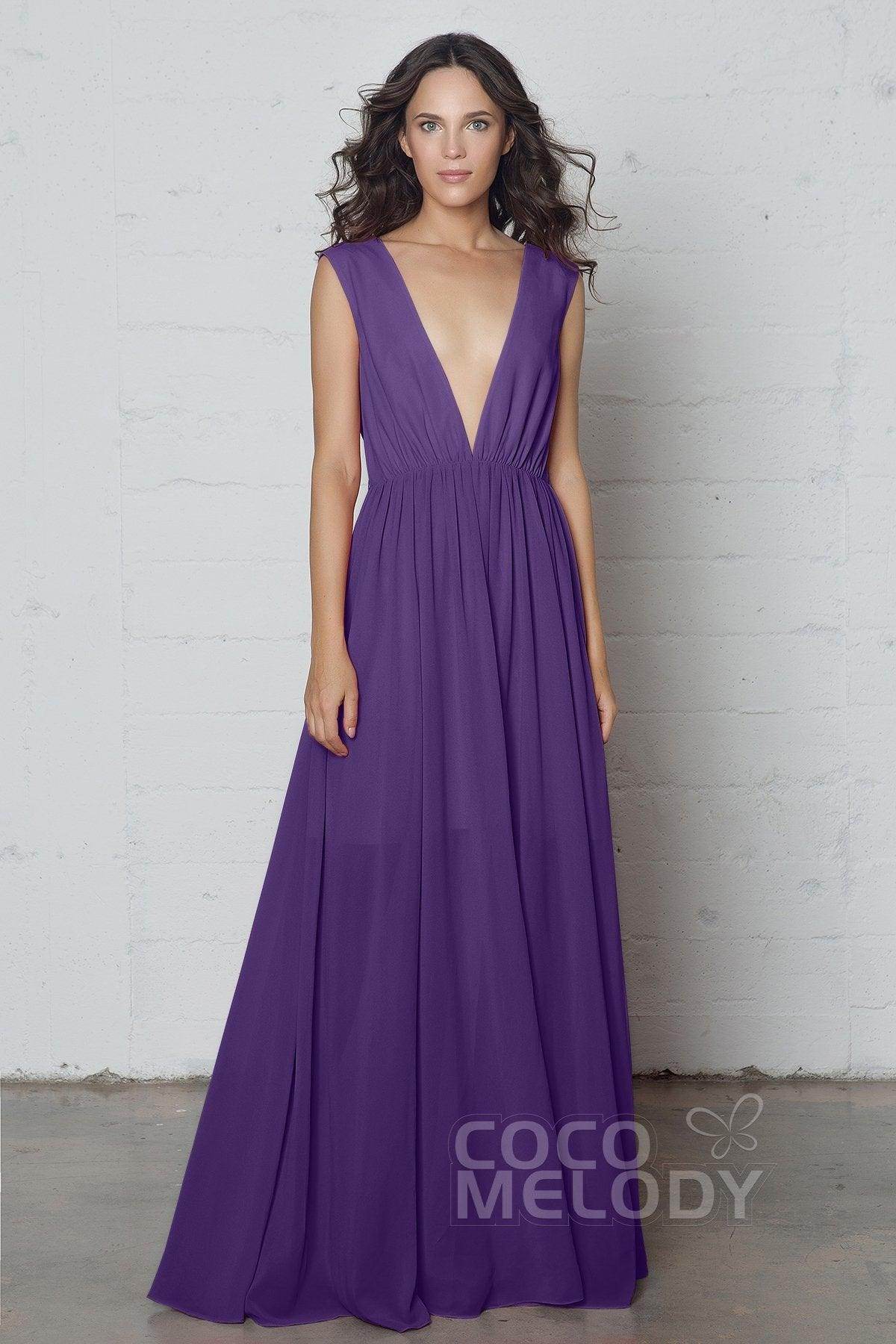 Sheath-Column Floor Length Chiffon Dress PR17022 - COCOMELODY