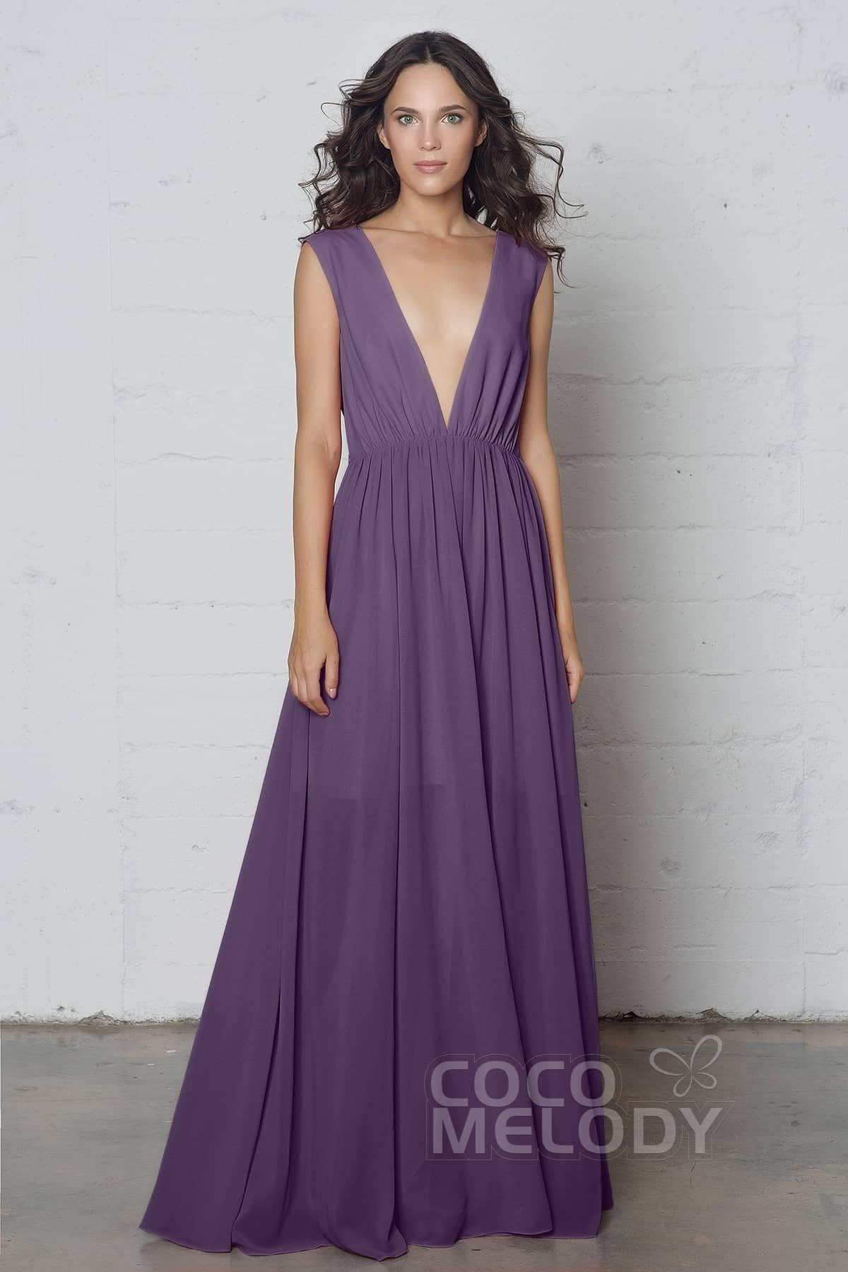 Sheath-Column Floor Length Chiffon Dress PR17022 - COCOMELODY