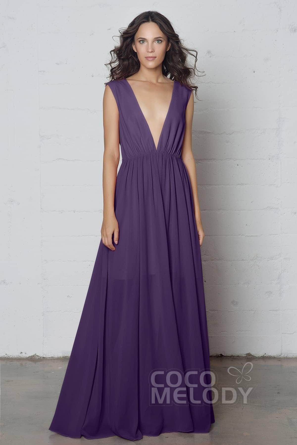 Sheath-Column Floor Length Chiffon Dress PR17022 - COCOMELODY