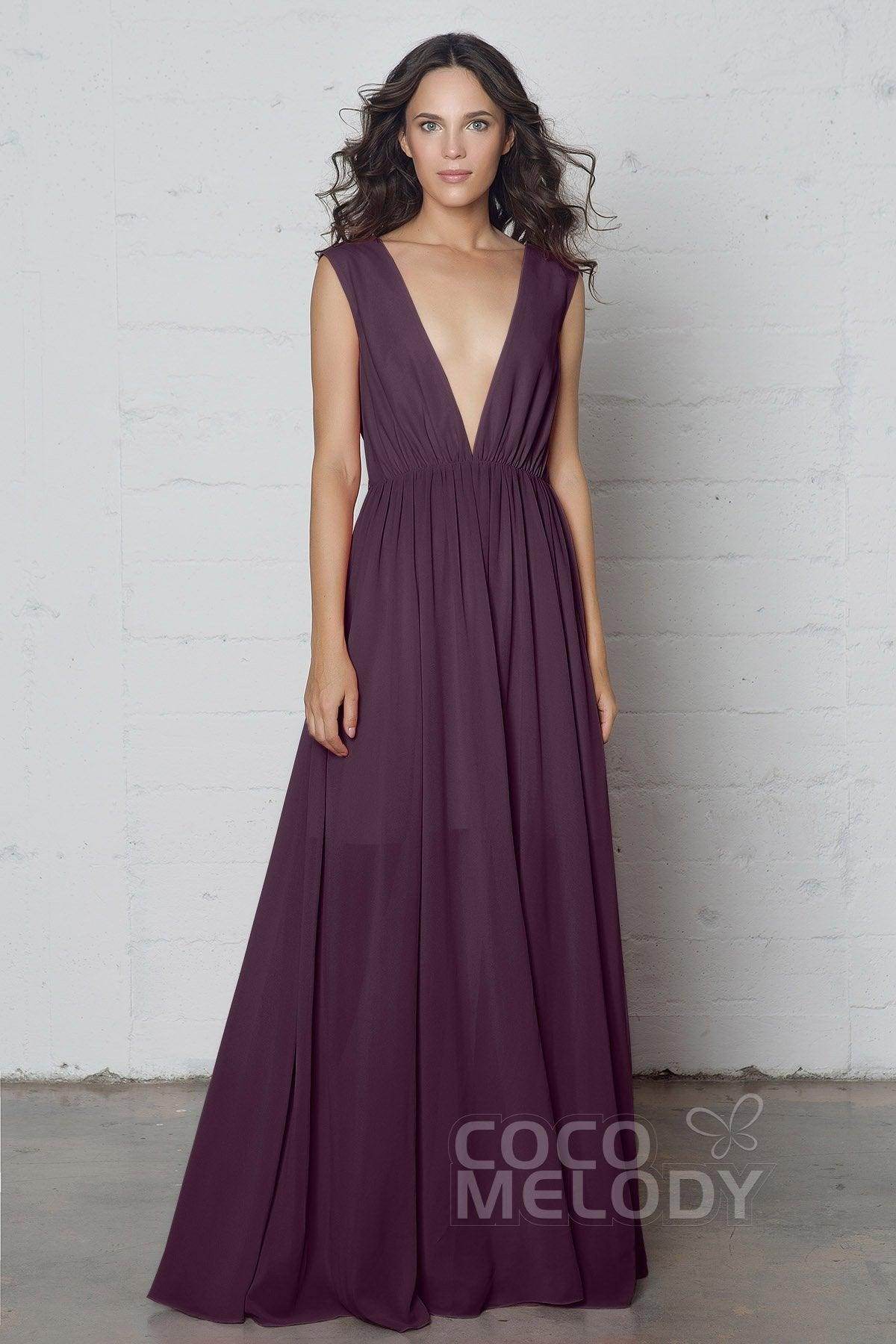 Sheath-Column Floor Length Chiffon Dress PR17022 - COCOMELODY