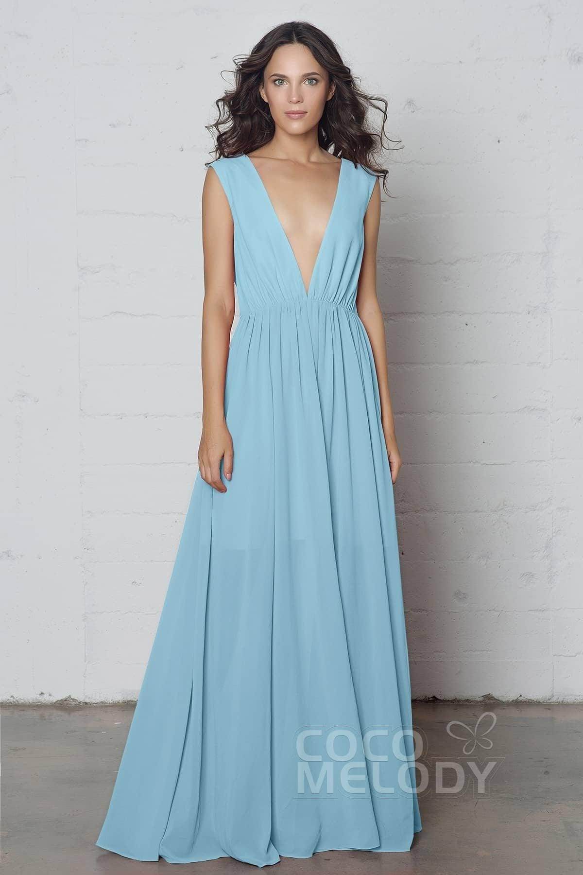 Sheath-Column Floor Length Chiffon Dress PR17022 - COCOMELODY