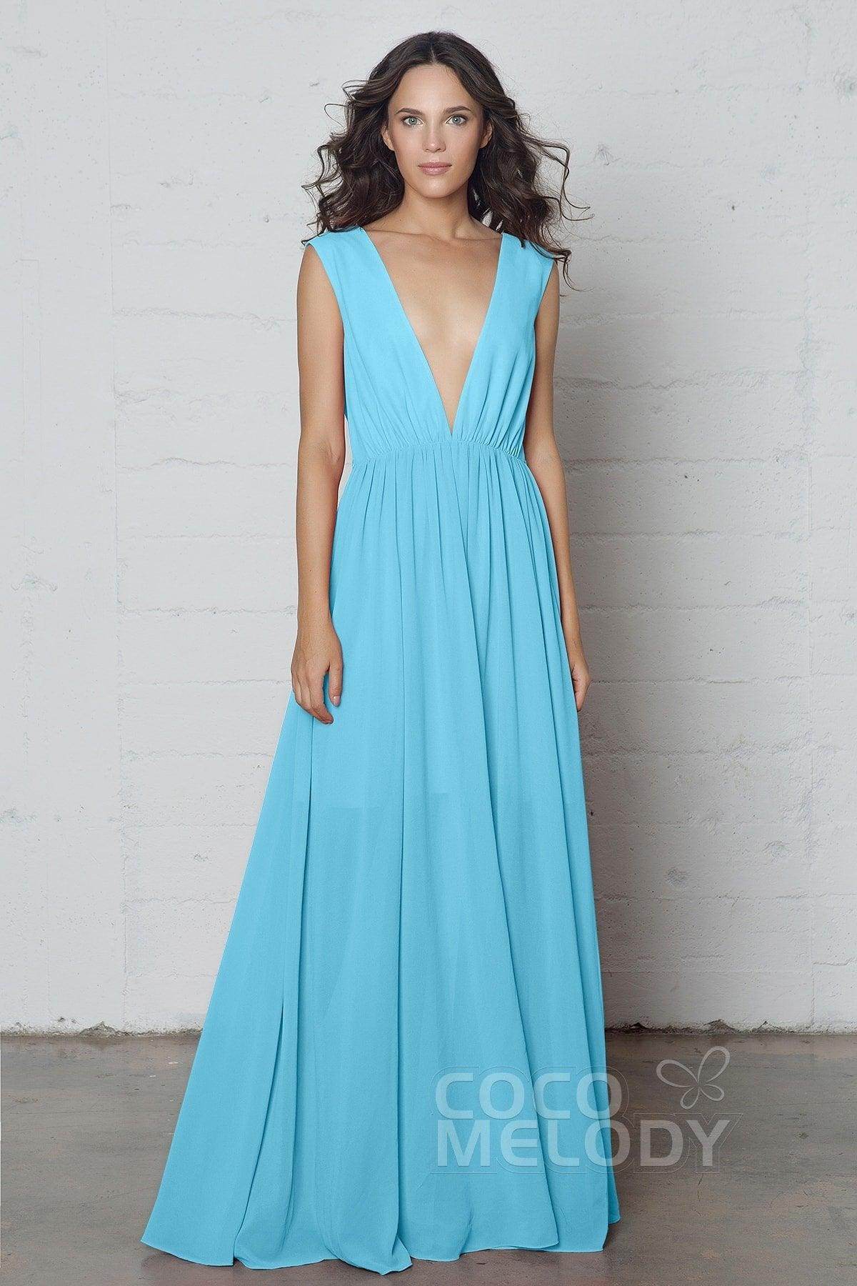 Sheath-Column Floor Length Chiffon Dress PR17022 - COCOMELODY