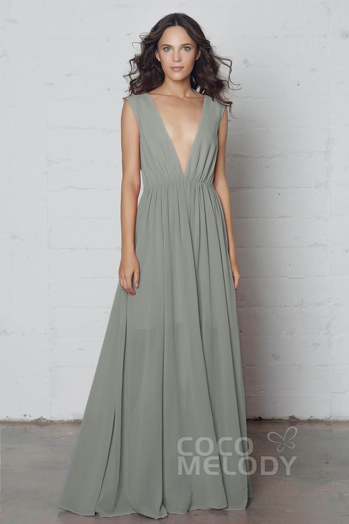 Sheath-Column Floor Length Chiffon Dress PR17022 - COCOMELODY