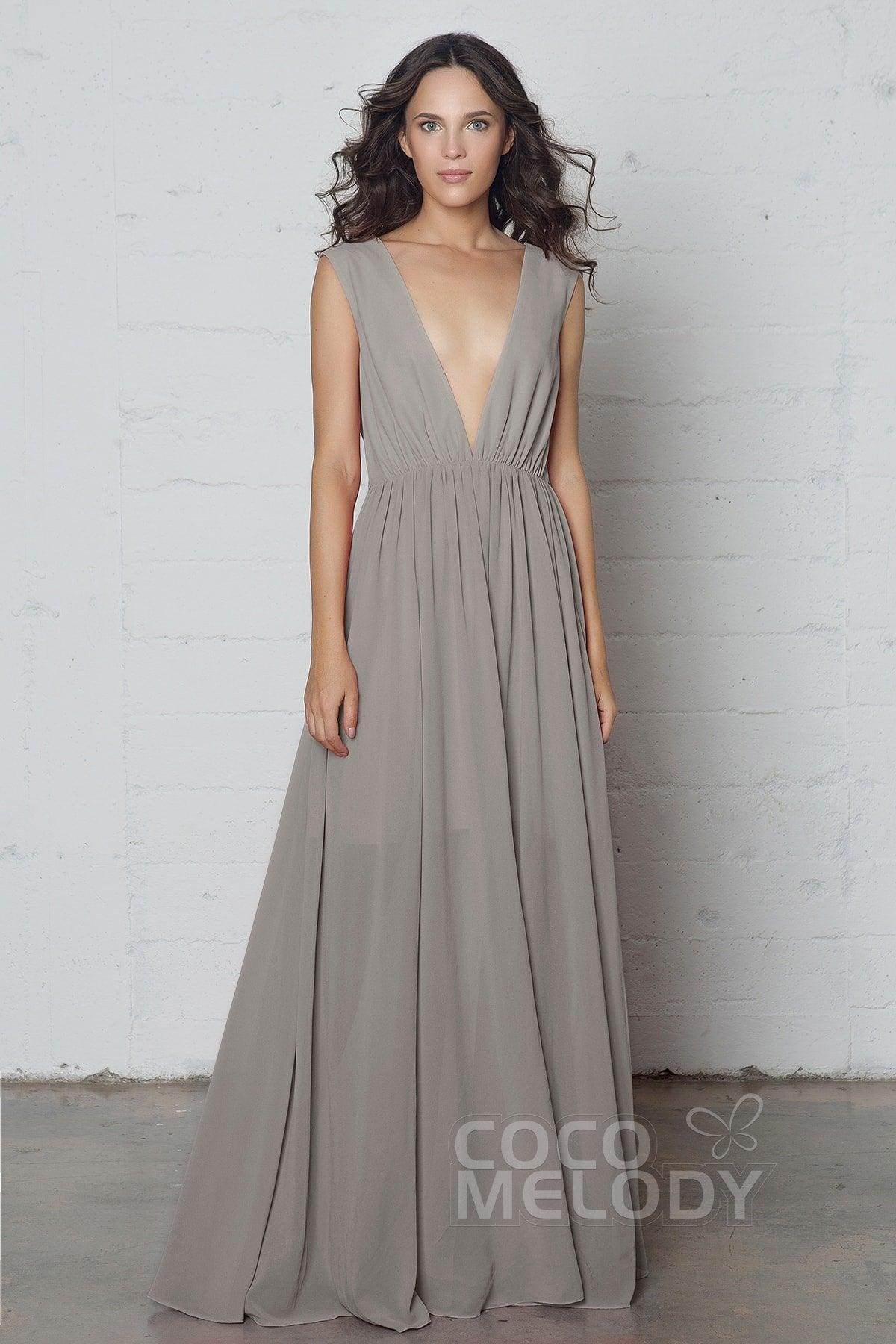 Sheath-Column Floor Length Chiffon Dress PR17022 - COCOMELODY