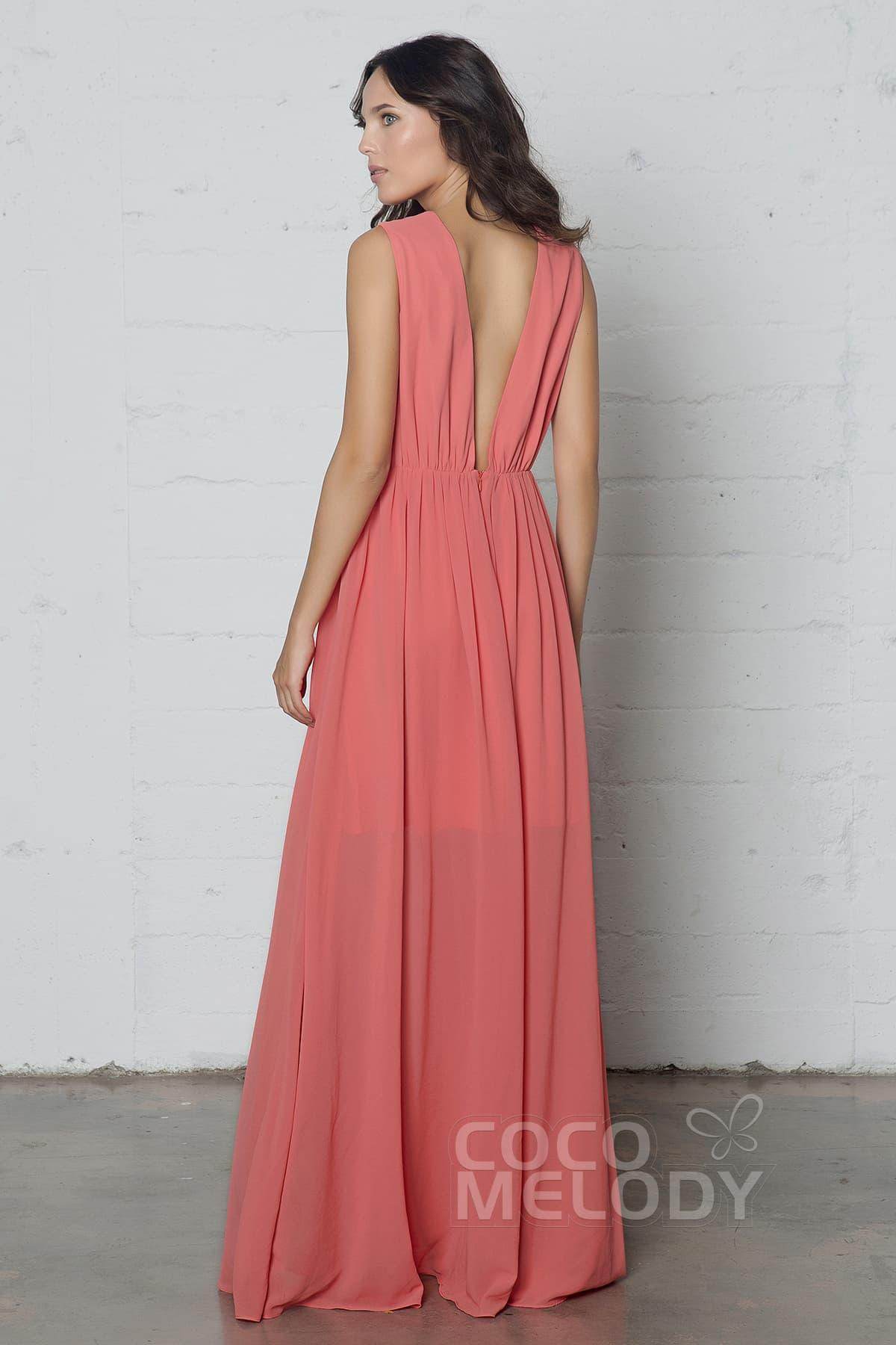 Sheath-Column Floor Length Chiffon Dress PR17022 - COCOMELODY