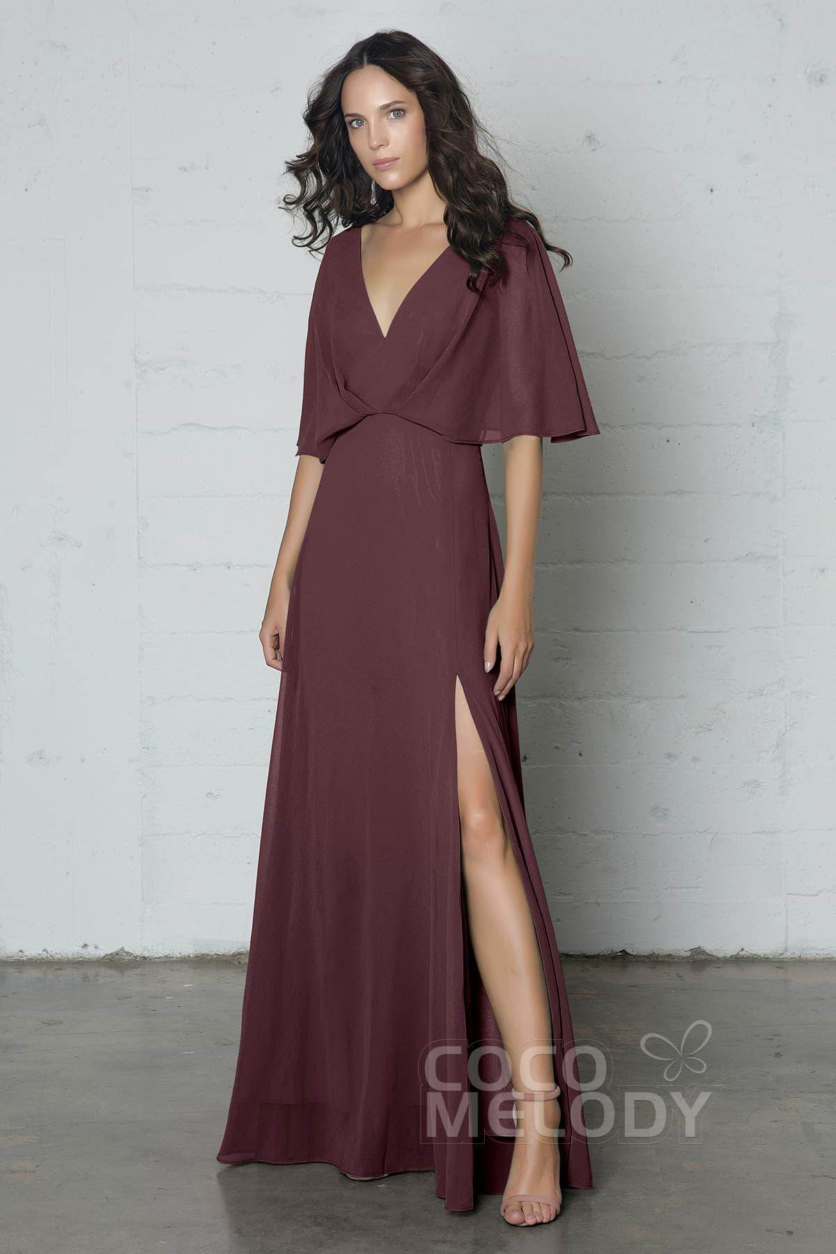 Sheath-Column Floor Length Chiffon Dress PR17024 - COCOMELODY