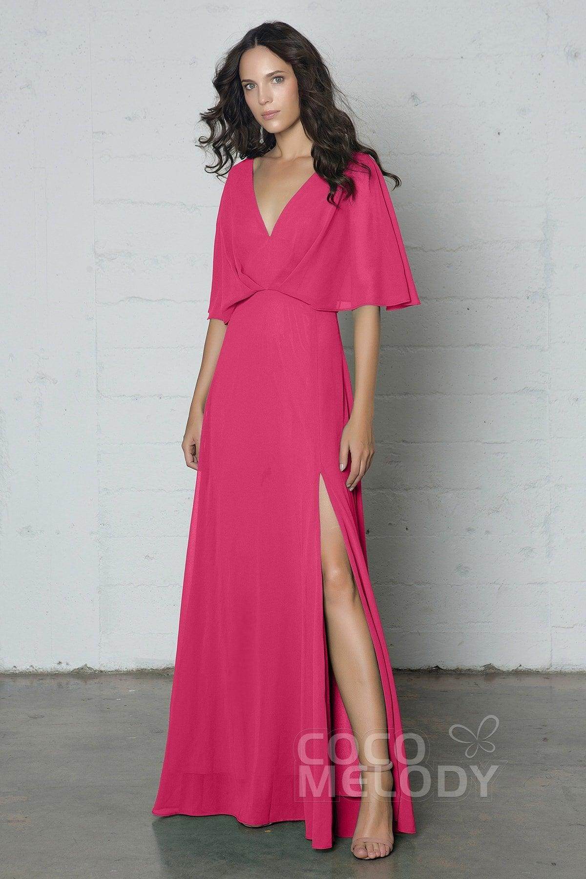 Sheath-Column Floor Length Chiffon Dress PR17024 - COCOMELODY