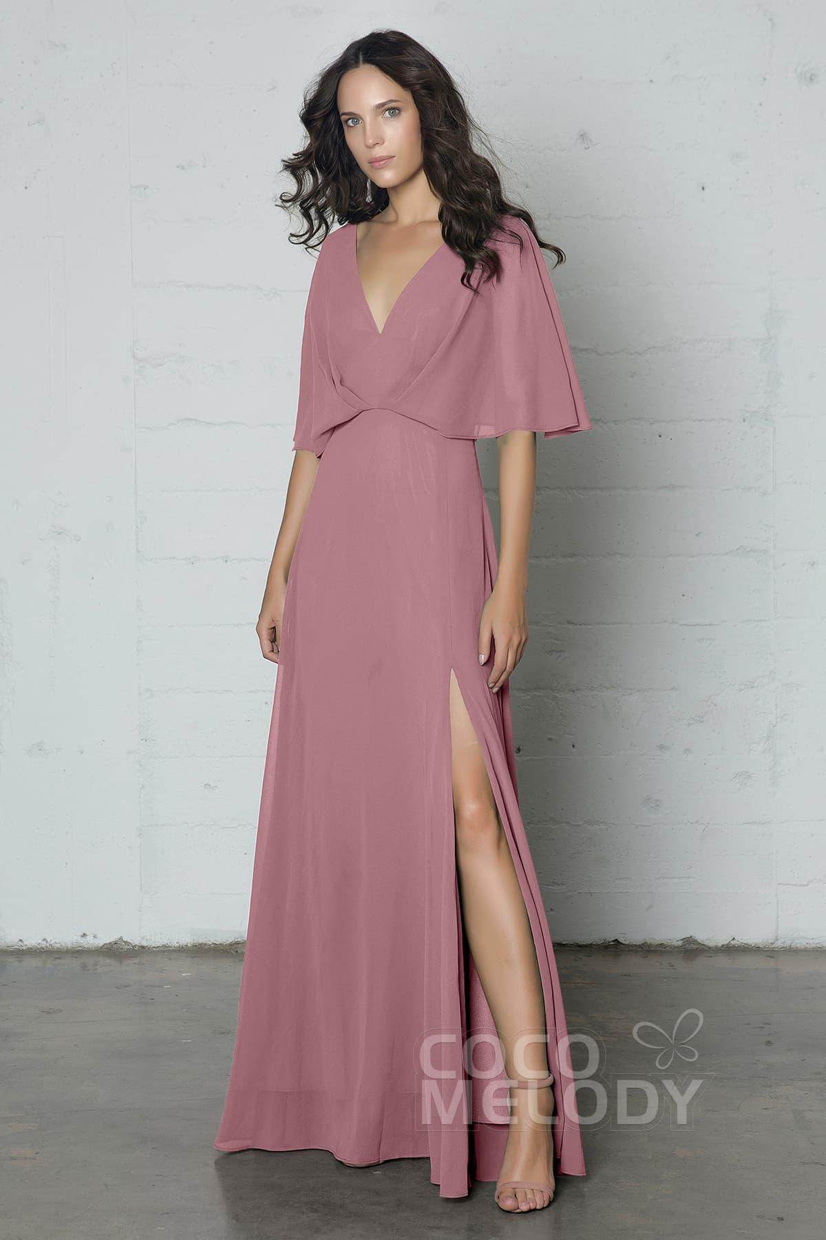 Sheath-Column Floor Length Chiffon Dress PR17024 - COCOMELODY