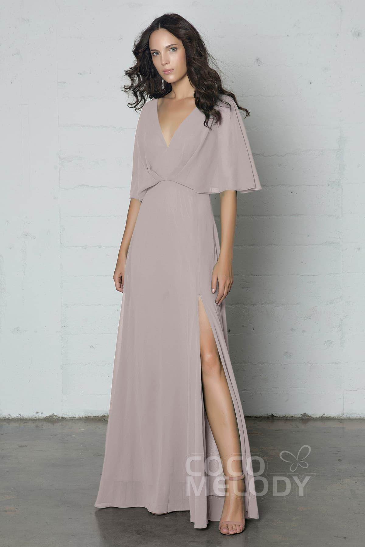 Sheath-Column Floor Length Chiffon Dress PR17024 - COCOMELODY
