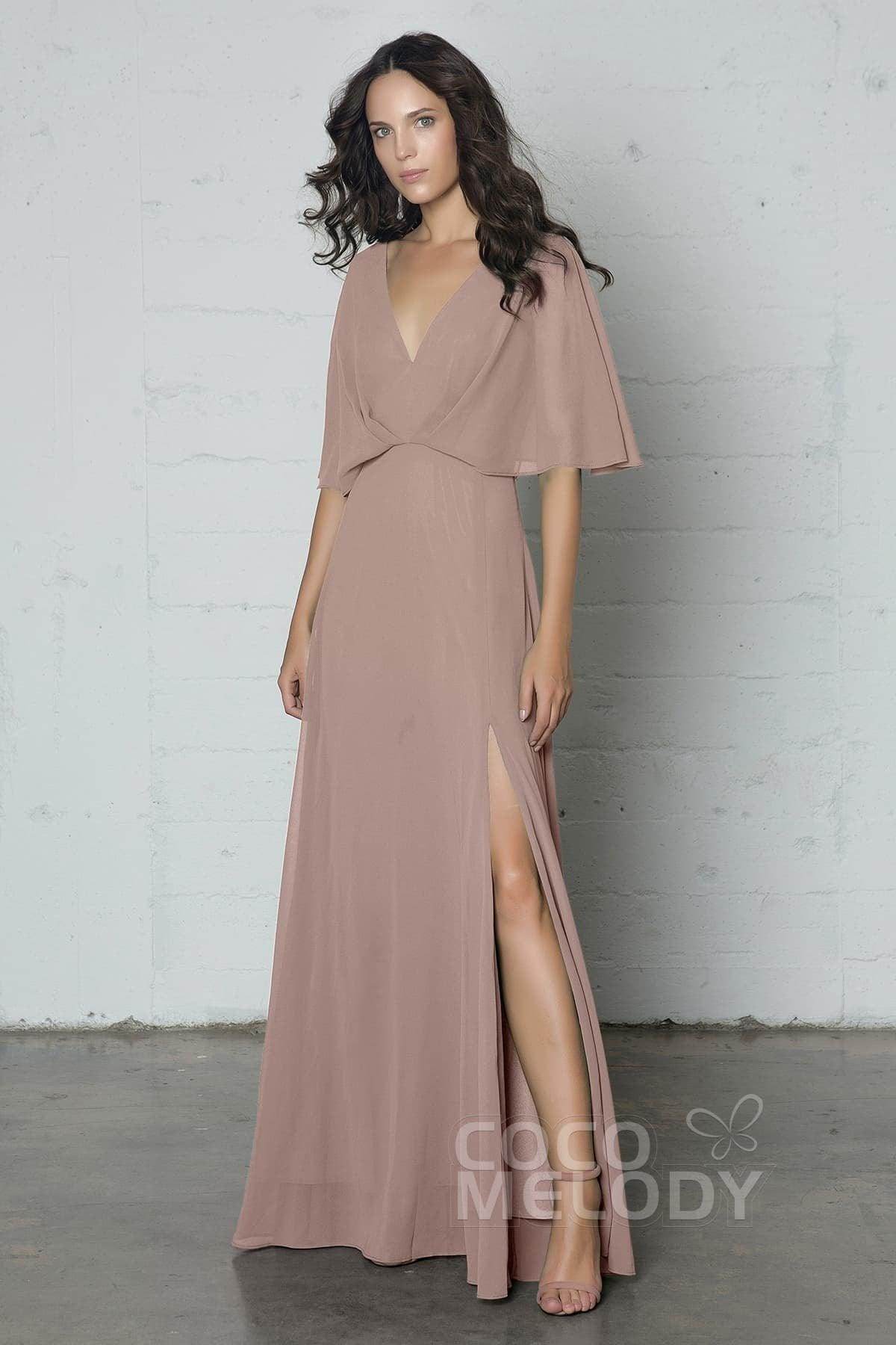 Sheath-Column Floor Length Chiffon Dress PR17024 - COCOMELODY