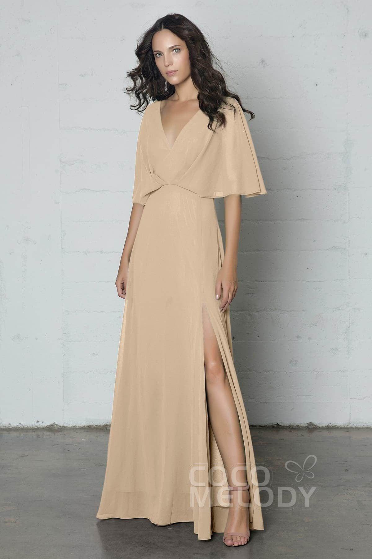 Sheath-Column Floor Length Chiffon Dress PR17024 - COCOMELODY