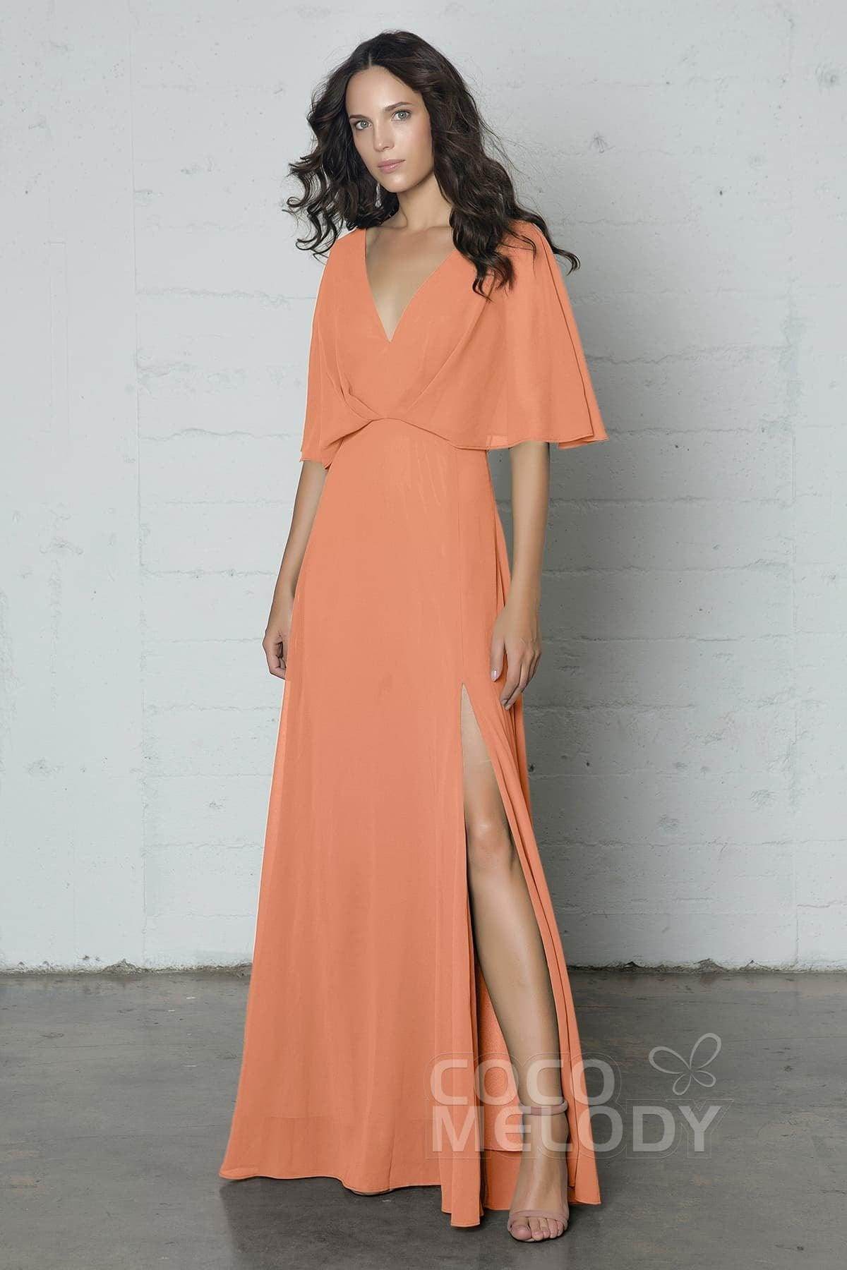 Sheath-Column Floor Length Chiffon Dress PR17024 - COCOMELODY