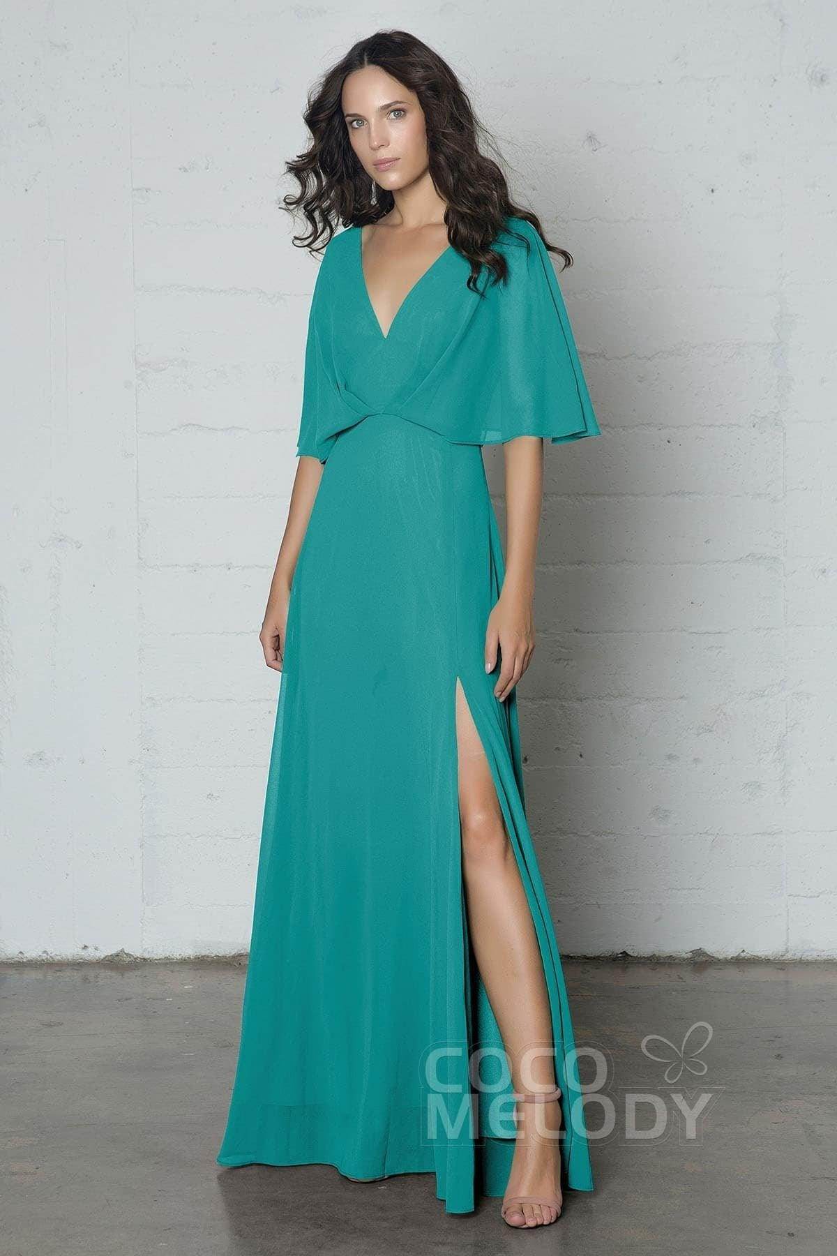 Sheath-Column Floor Length Chiffon Dress PR17024 - COCOMELODY