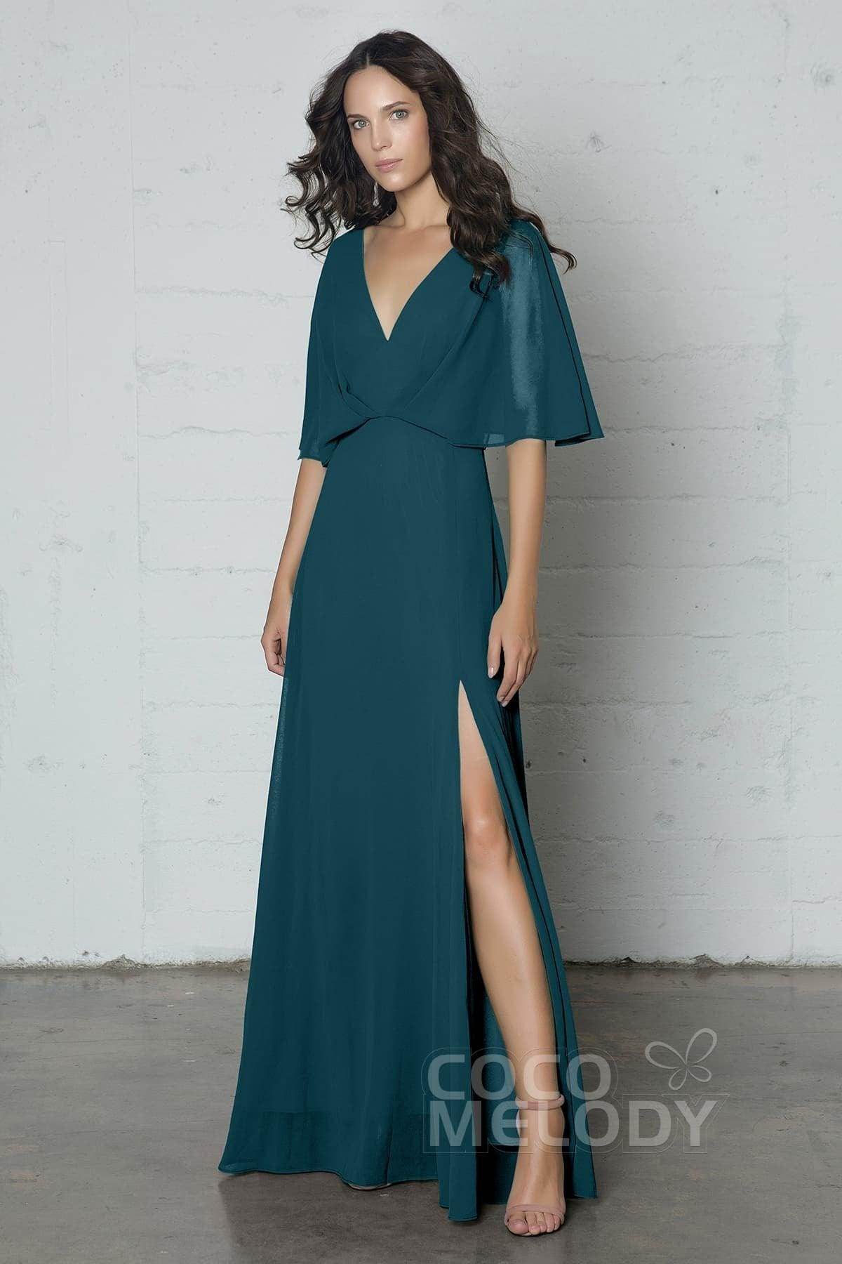 Sheath-Column Floor Length Chiffon Dress PR17024 - COCOMELODY