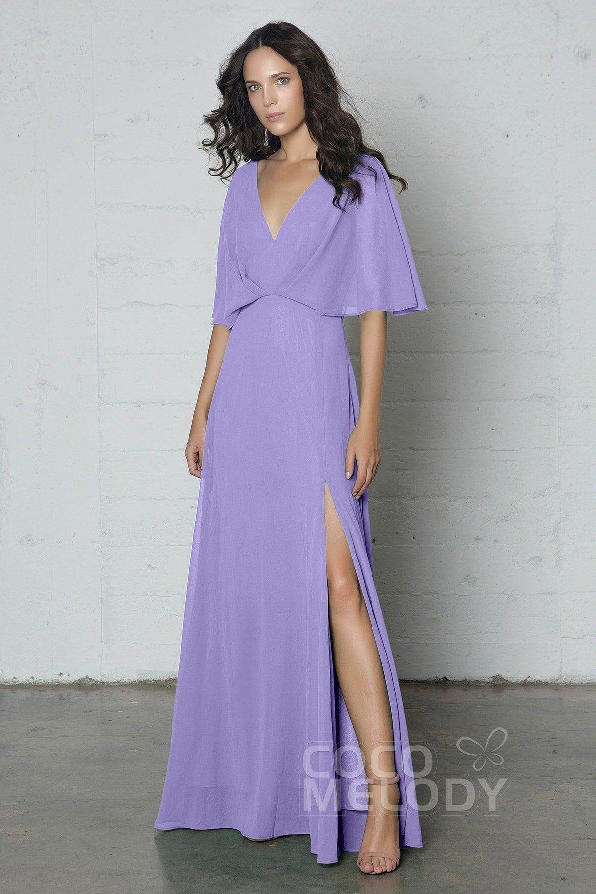 Sheath-Column Floor Length Chiffon Dress PR17024 - COCOMELODY