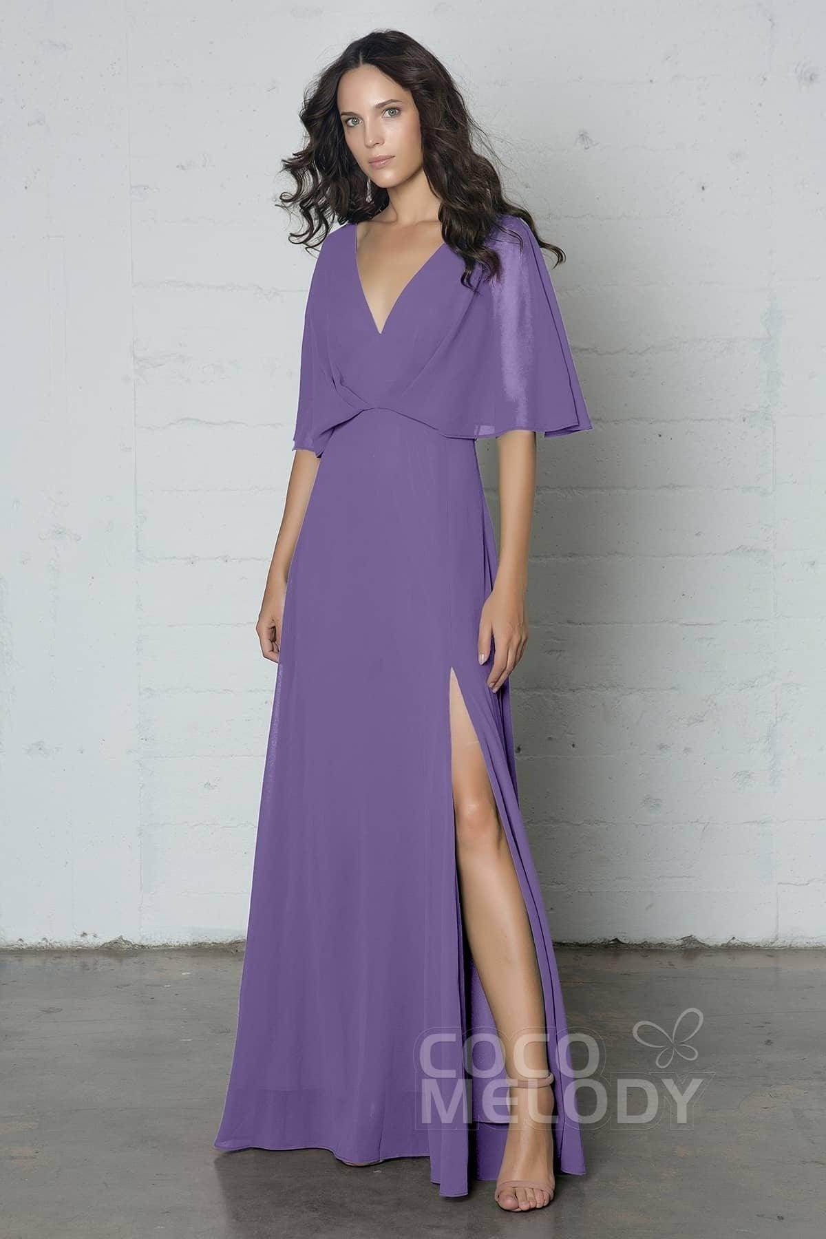Sheath-Column Floor Length Chiffon Dress PR17024 - COCOMELODY
