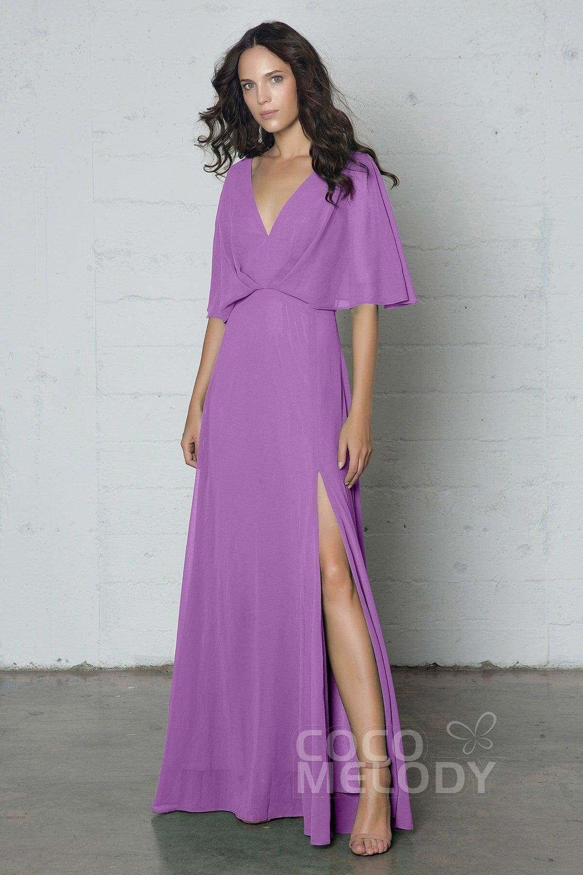 Sheath-Column Floor Length Chiffon Dress PR17024 - COCOMELODY