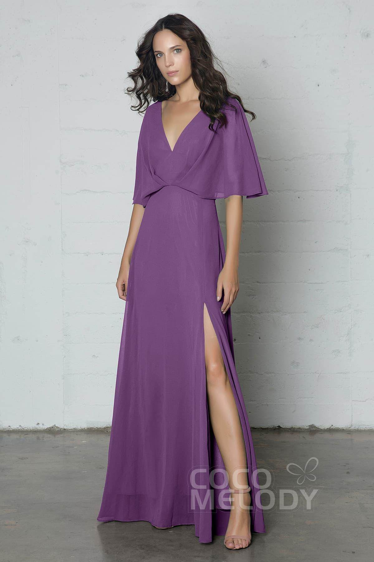 Sheath-Column Floor Length Chiffon Dress PR17024 - COCOMELODY