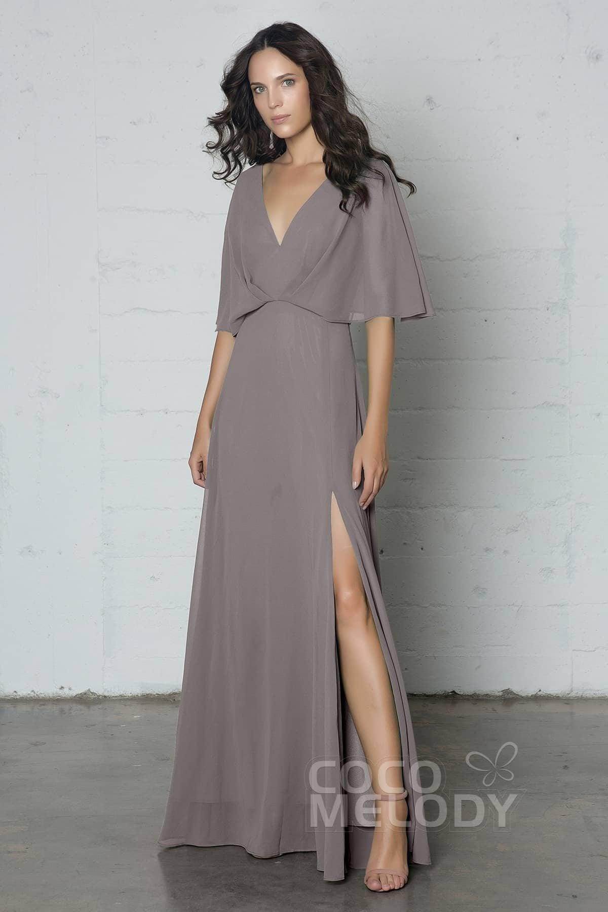 Sheath-Column Floor Length Chiffon Dress PR17024 - COCOMELODY