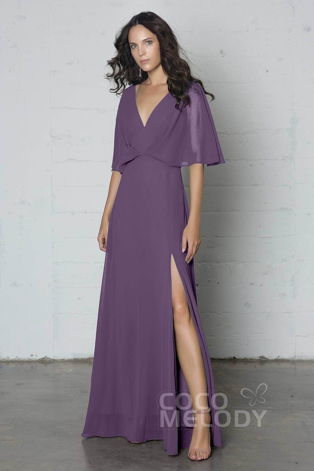 Sheath-Column Floor Length Chiffon Dress PR17024 - COCOMELODY