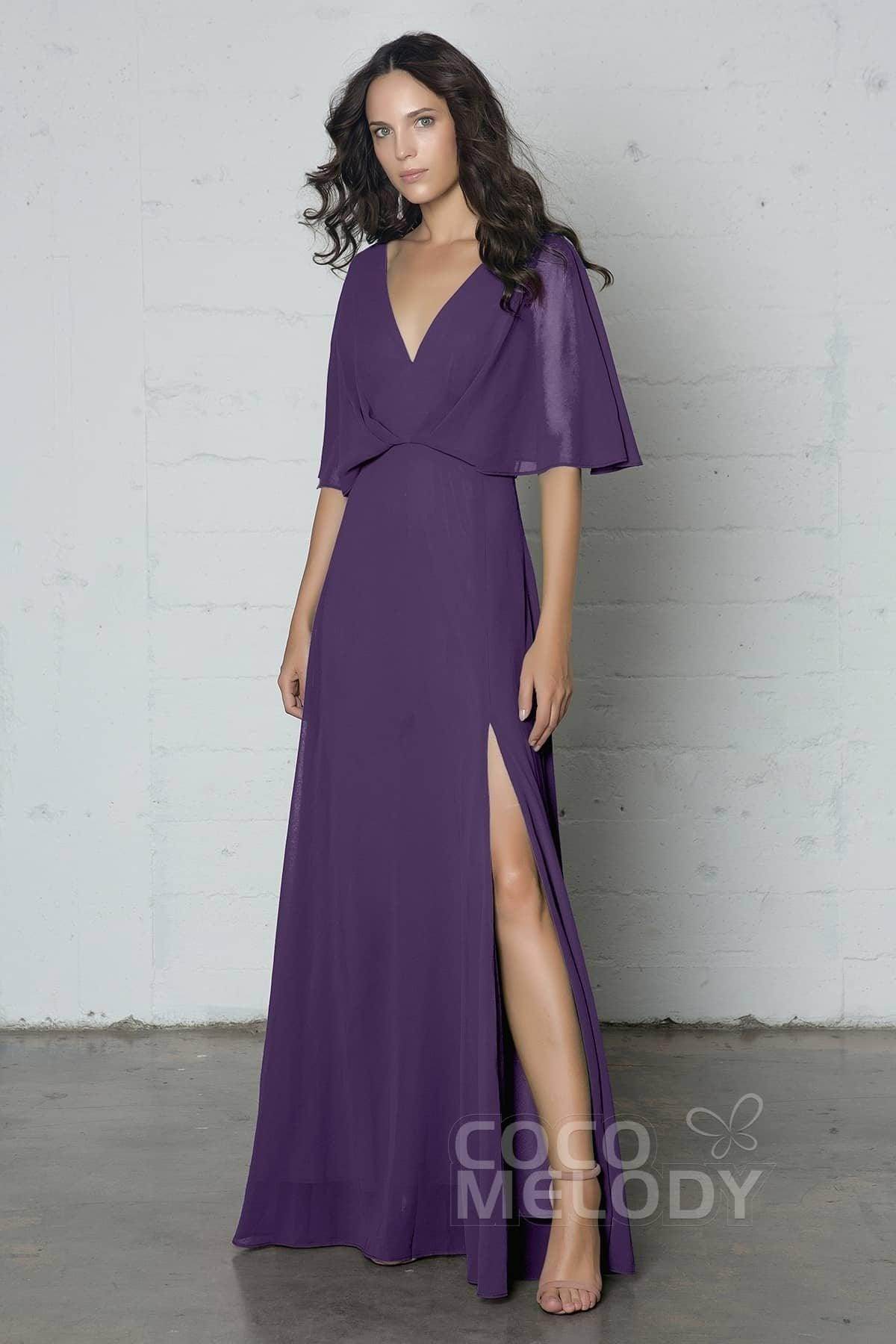Sheath-Column Floor Length Chiffon Dress PR17024 - COCOMELODY