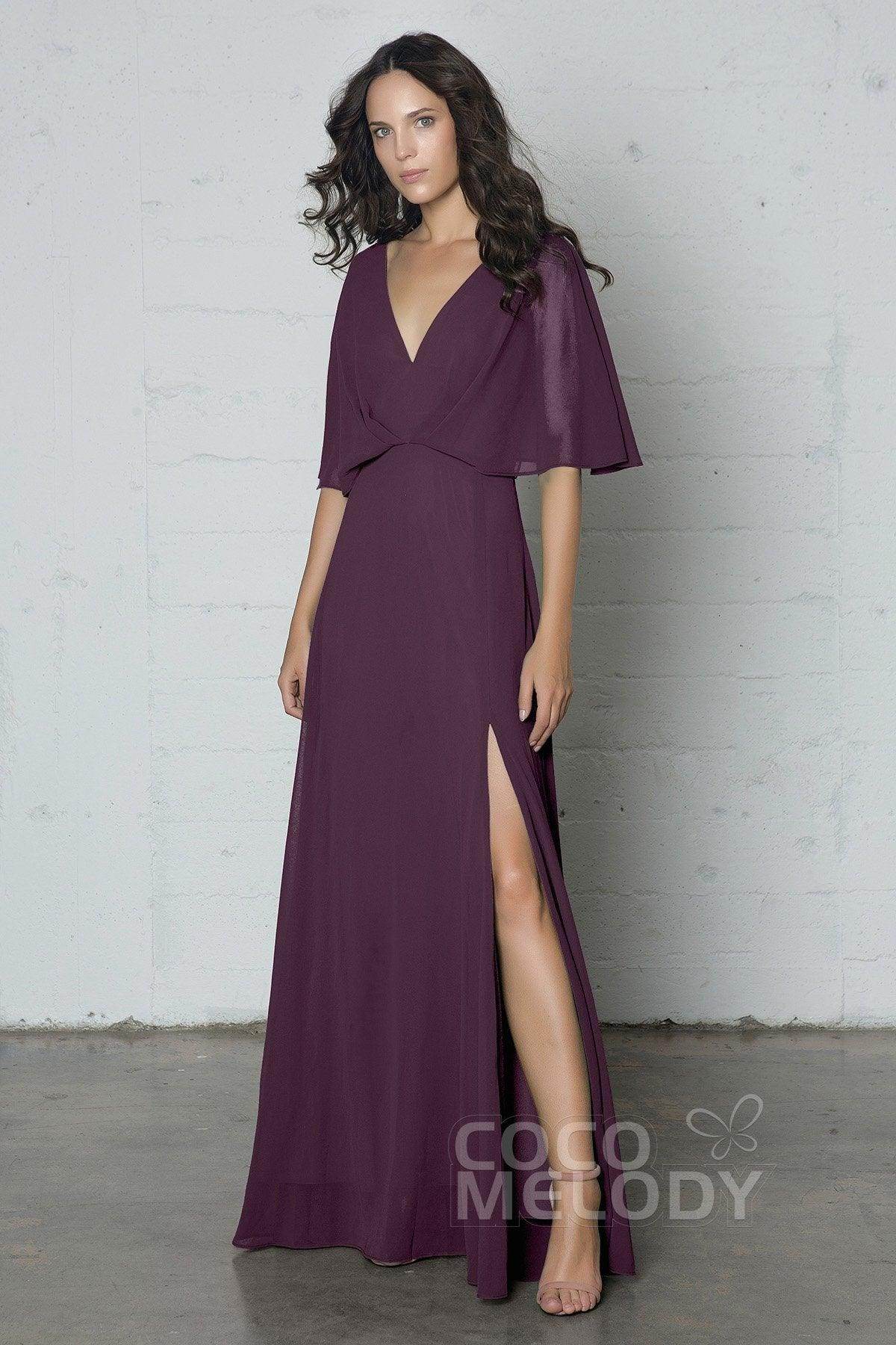 Sheath-Column Floor Length Chiffon Dress PR17024 - COCOMELODY