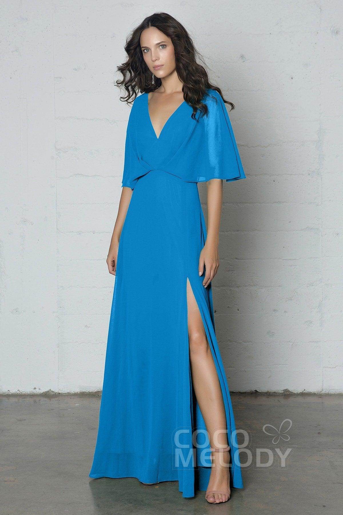 Sheath-Column Floor Length Chiffon Dress PR17024 - COCOMELODY