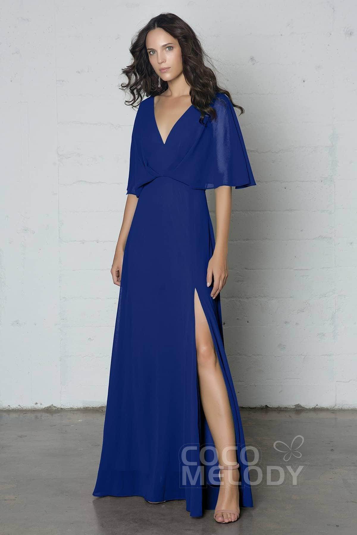 Sheath-Column Floor Length Chiffon Dress PR17024 - COCOMELODY