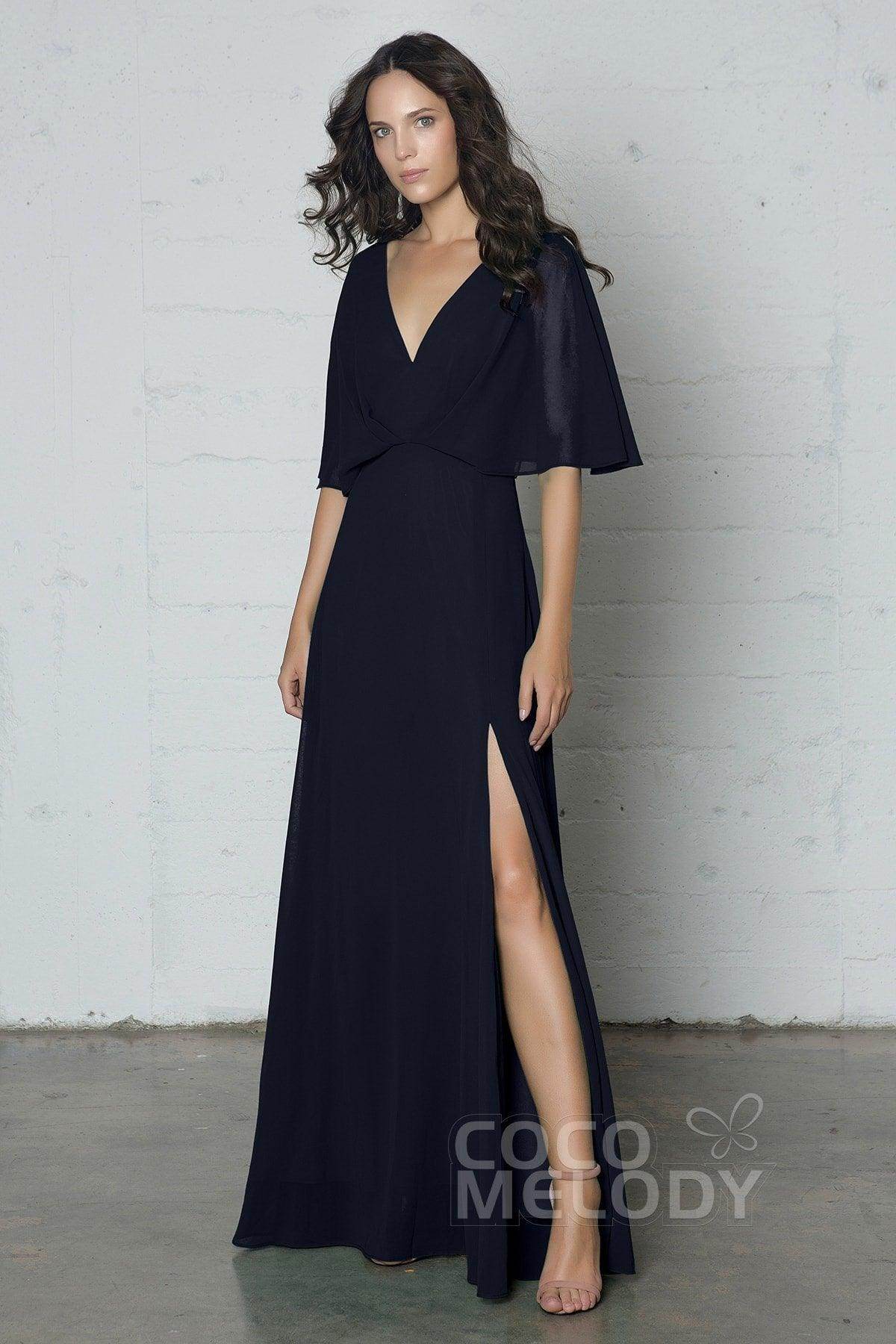 Sheath-Column Floor Length Chiffon Dress PR17024 - COCOMELODY