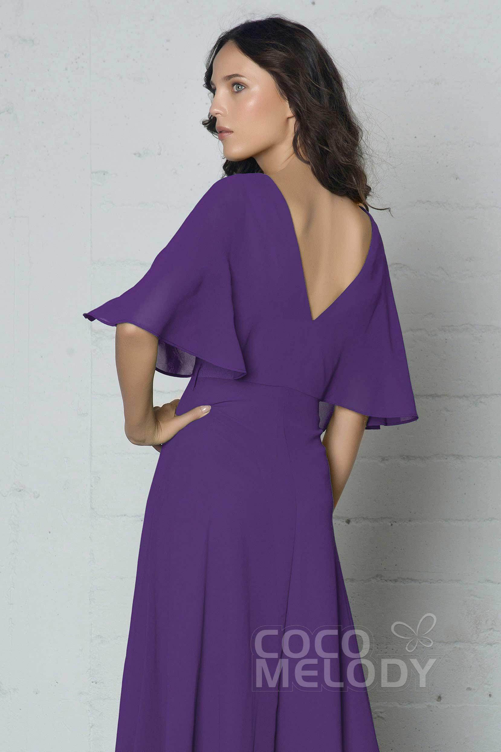 Sheath-Column Floor Length Chiffon Dress PR17024 - COCOMELODY