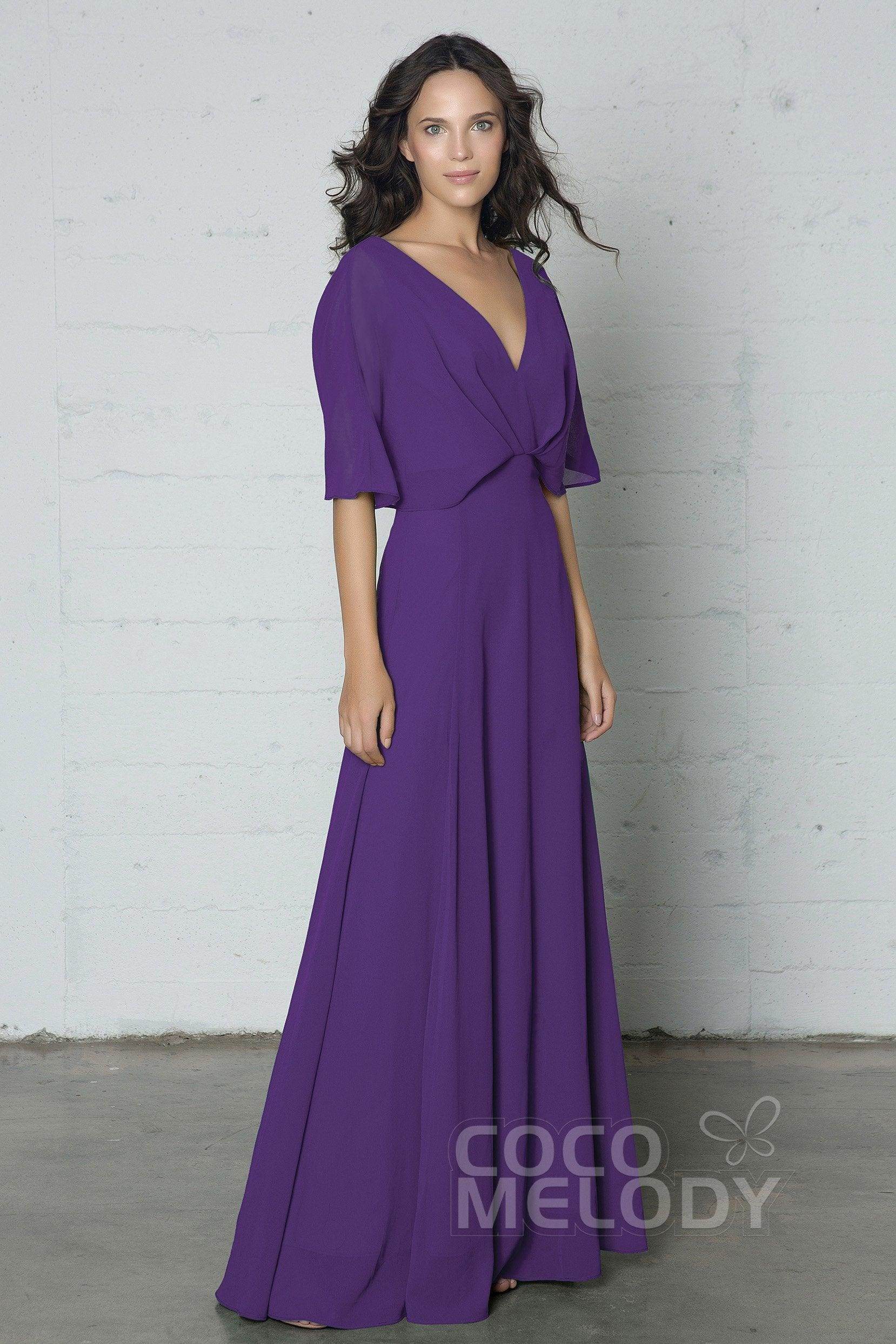 Sheath-Column Floor Length Chiffon Dress PR17024 - COCOMELODY