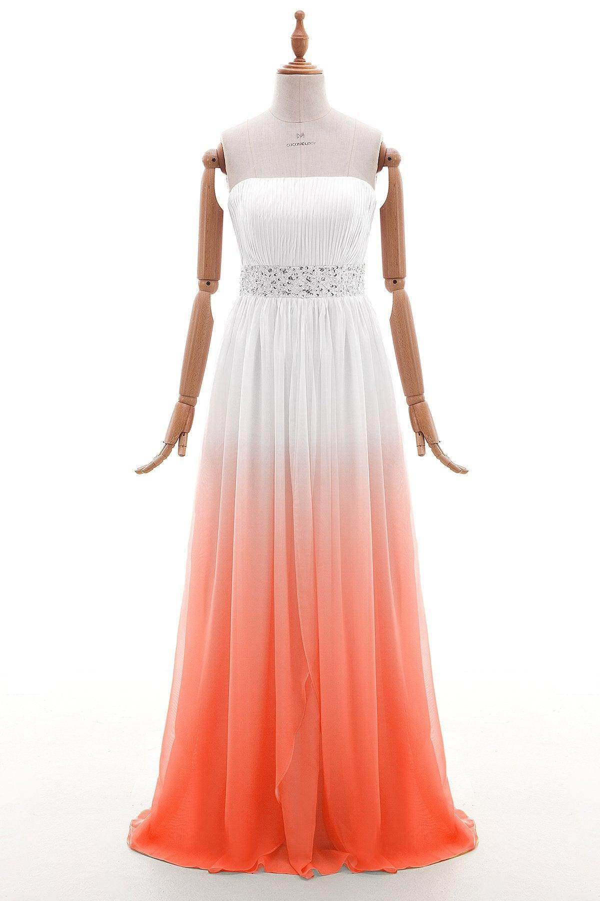 Sheath-Column Floor Length Ombre Bridesmaid Dress Formal Dresses PR2921 - COCOMELODY