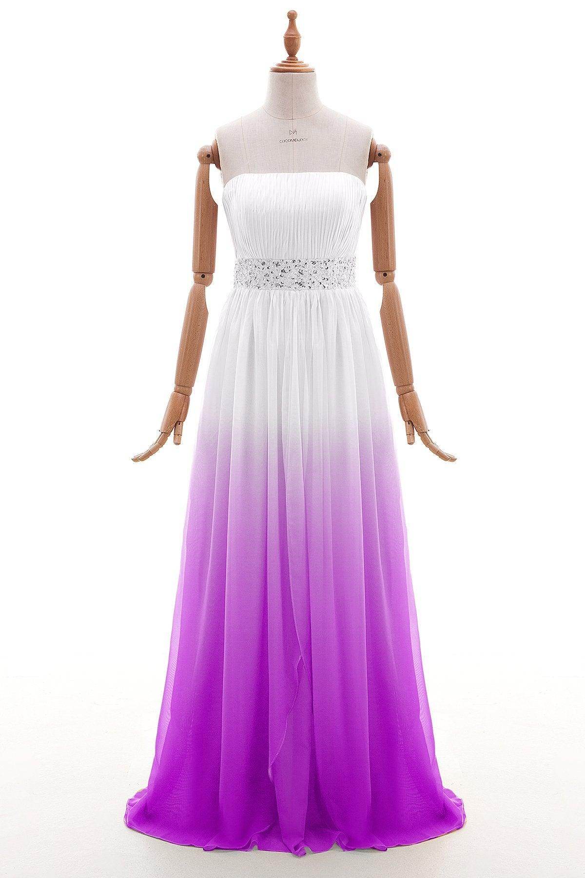 Sheath-Column Floor Length Ombre Bridesmaid Dress Formal Dresses PR2921 - COCOMELODY