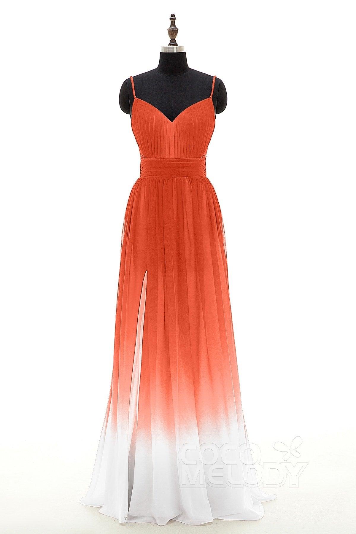 COCOMELODY Sheath Floor Length Chiffon Ombre Bridesmaid Dress Formal Dresses PR3268 