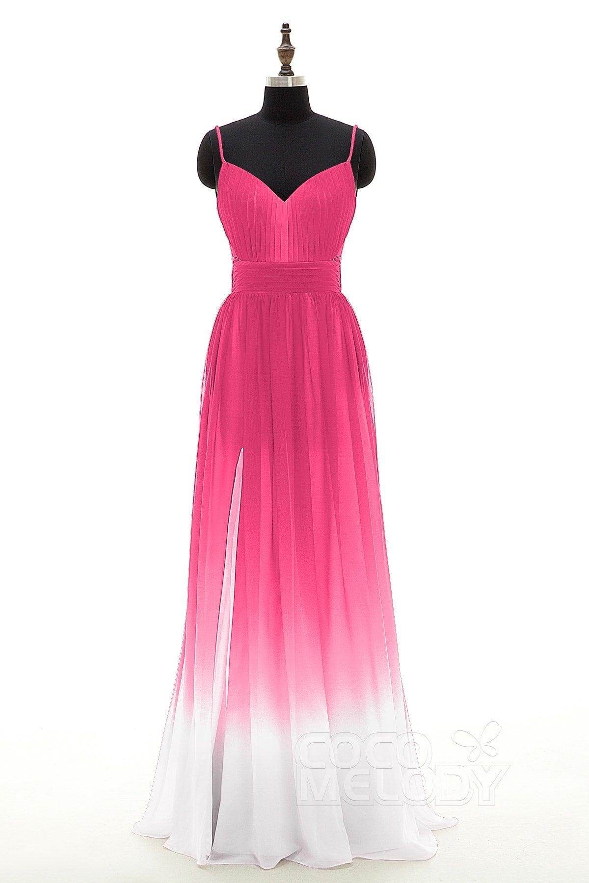 Sheath Floor Length Chiffon Ombre Bridesmaid Dress Formal Dresses PR3268 - COCOMELODY