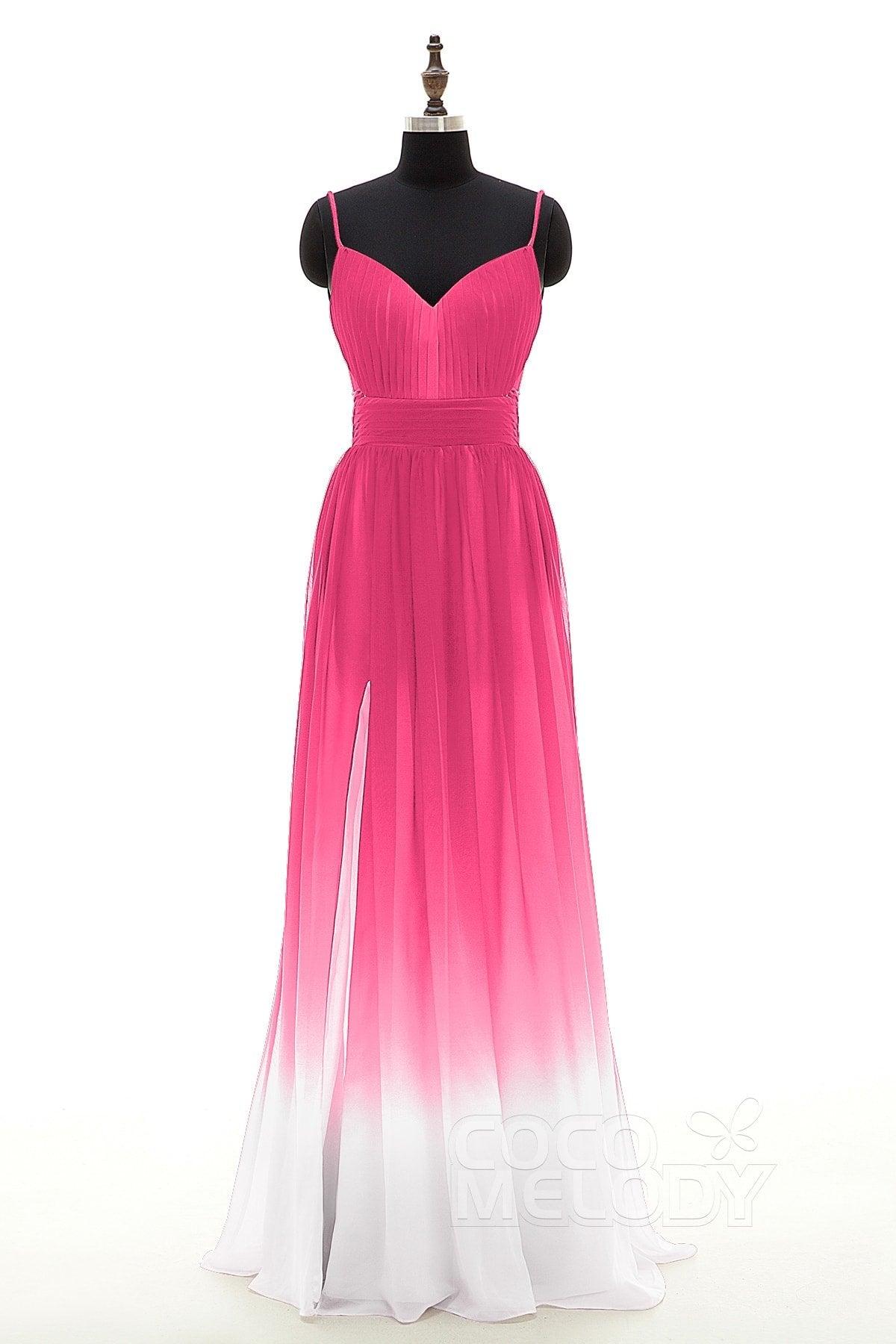 COCOMELODY Sheath Floor Length Chiffon Ombre Bridesmaid Dress Formal Dresses PR3268 