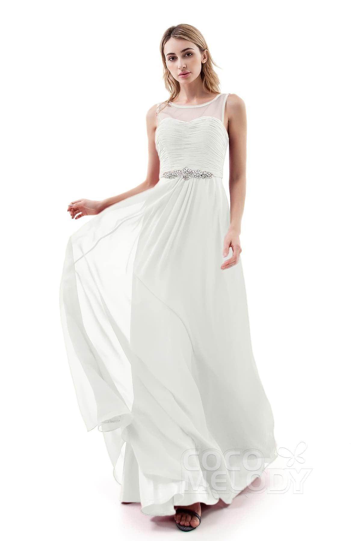 A-Line Sweep-Brush Train Chiffon Dress PR3400 - COCOMELODY