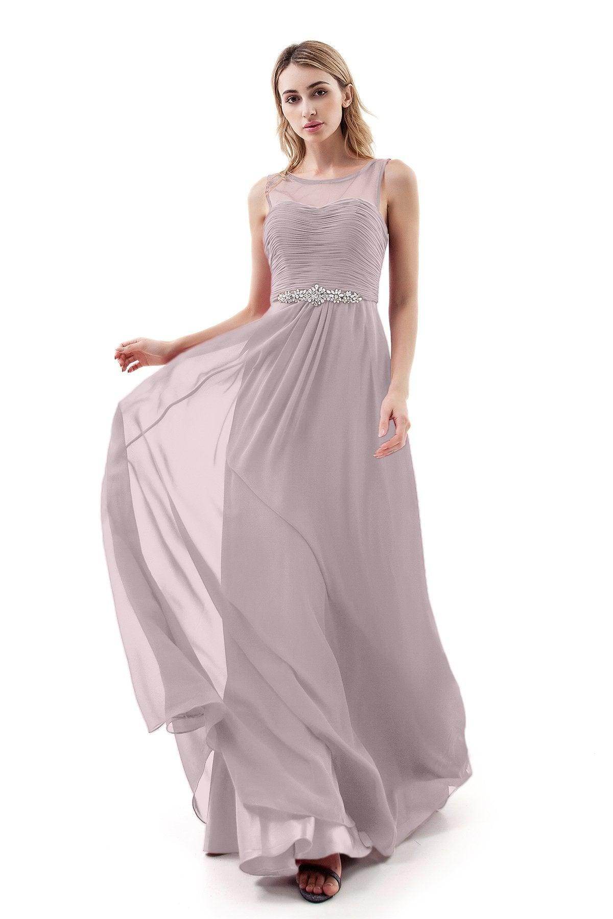 A-Line Sweep-Brush Train Chiffon Dress PR3400 - COCOMELODY