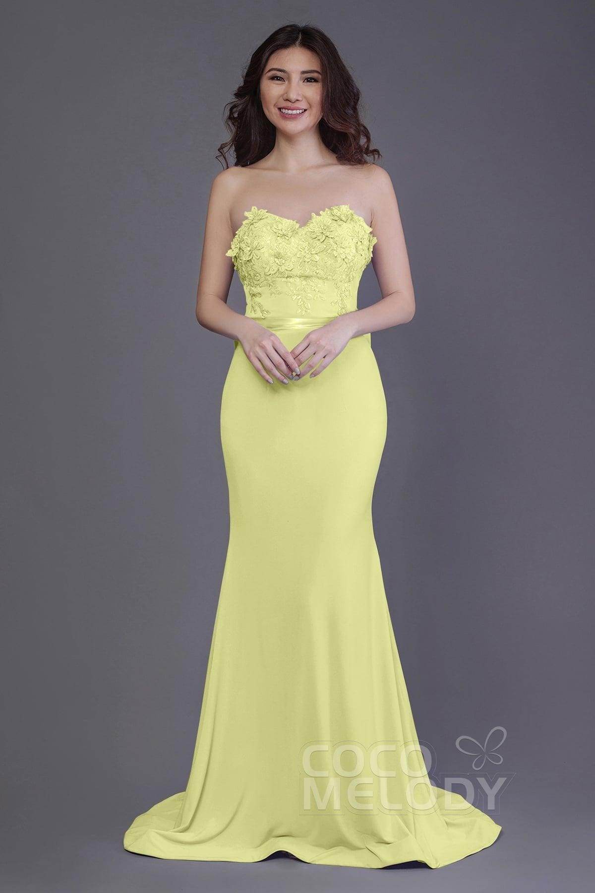 Mermaid Sweep Train Knitted Fabric Bridesmaid Dress PR3484 - COCOMELODY