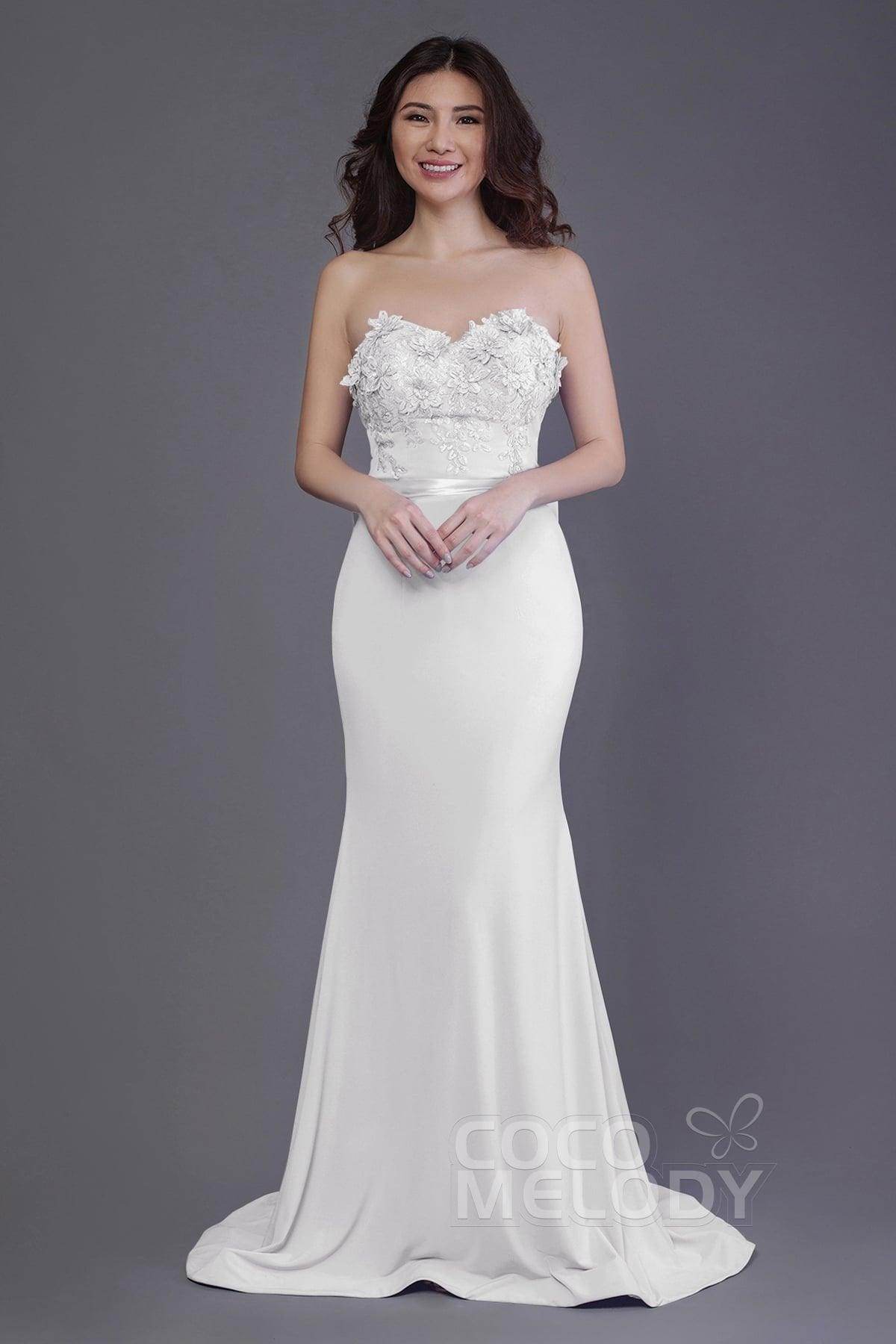 Mermaid Sweep Train Knitted Fabric Bridesmaid Dress PR3484 - COCOMELODY