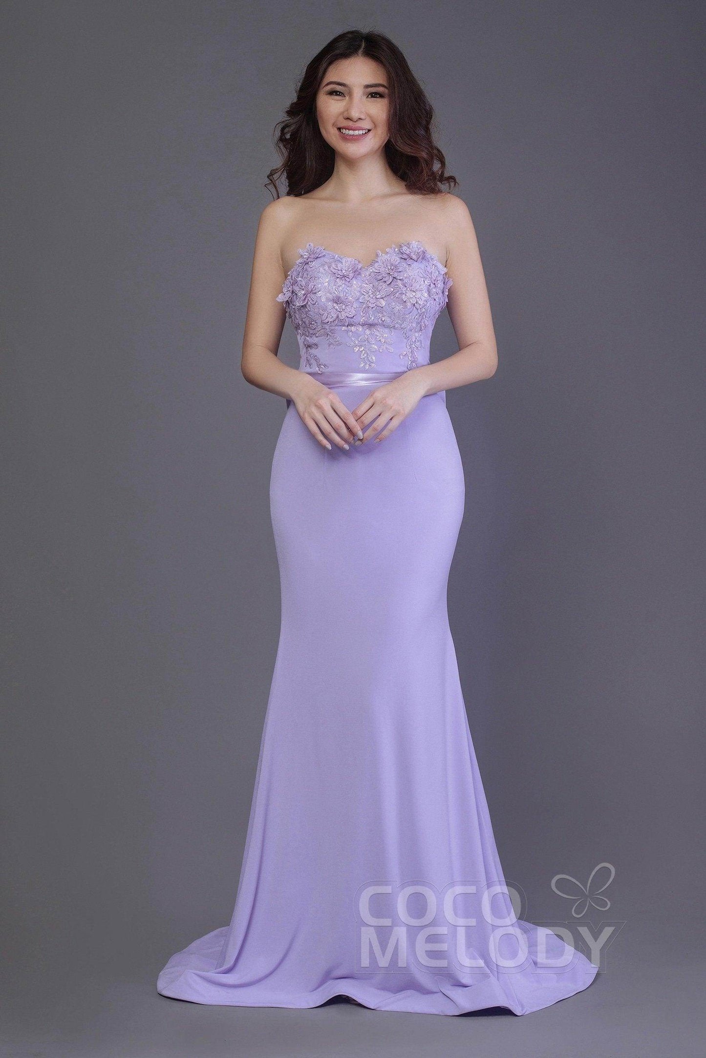 Mermaid Sweep Train Knitted Fabric Bridesmaid Dress PR3484 - COCOMELODY