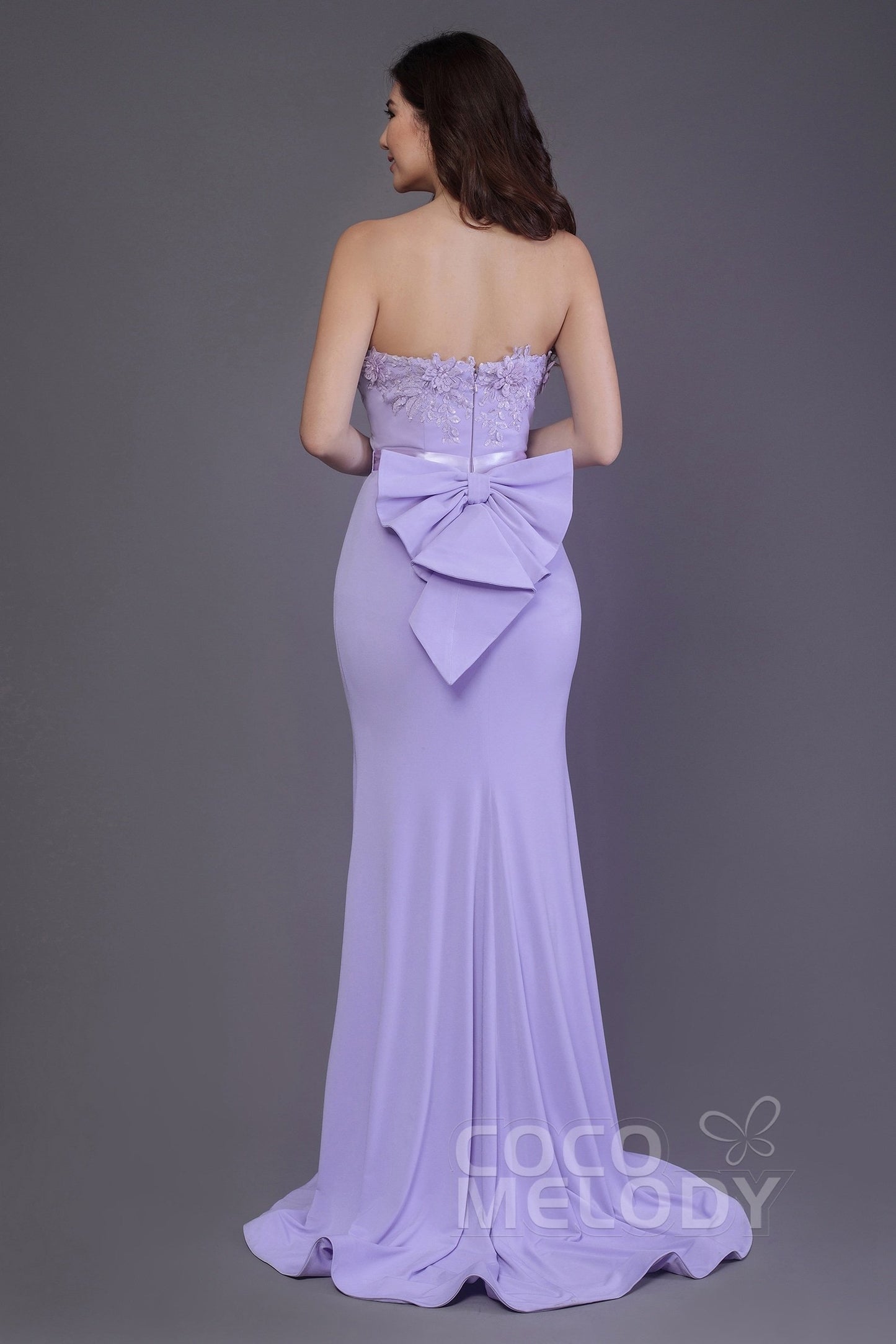 Mermaid Sweep Train Knitted Fabric Bridesmaid Dress PR3484