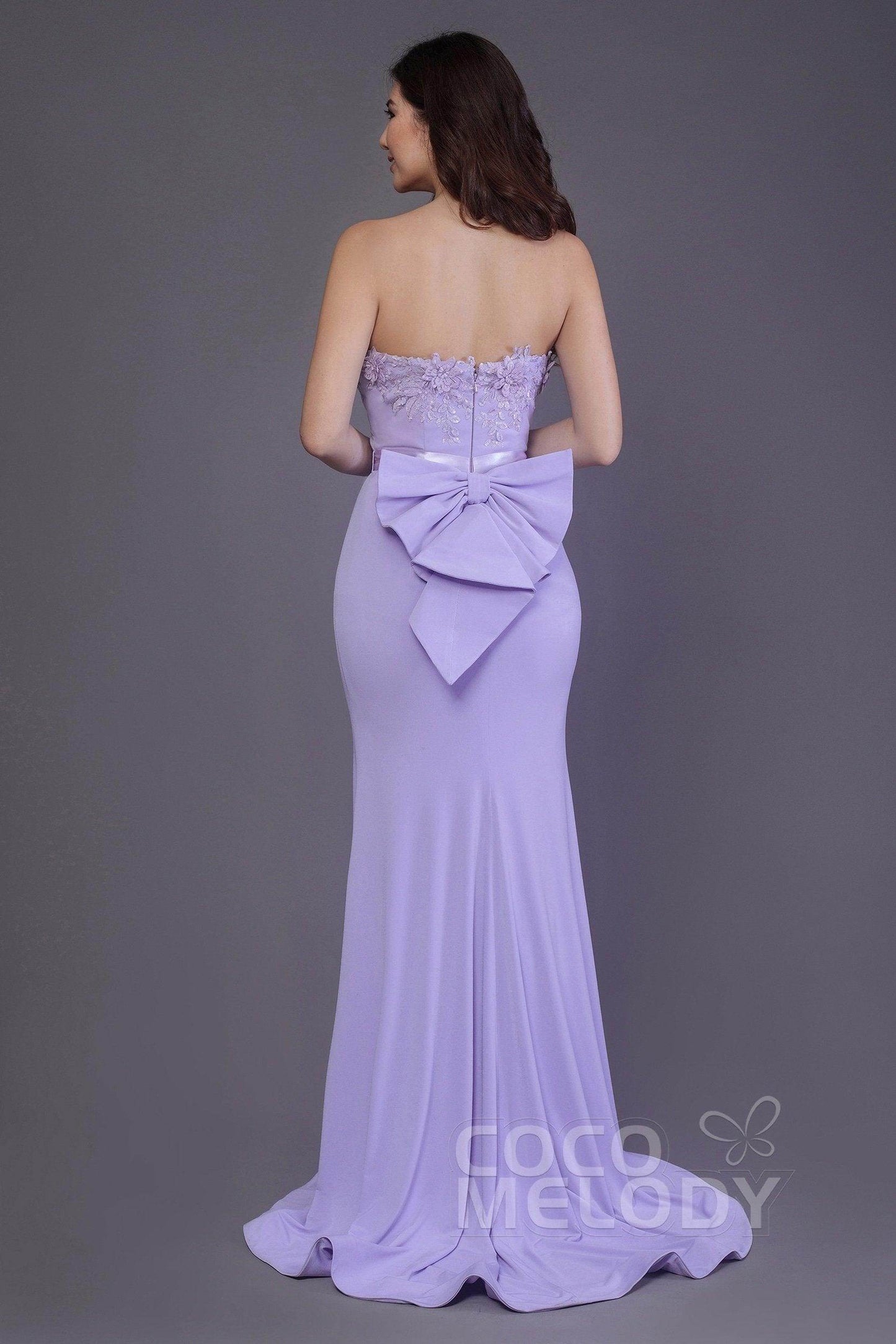 Mermaid Sweep Train Knitted Fabric Bridesmaid Dress PR3484 - COCOMELODY