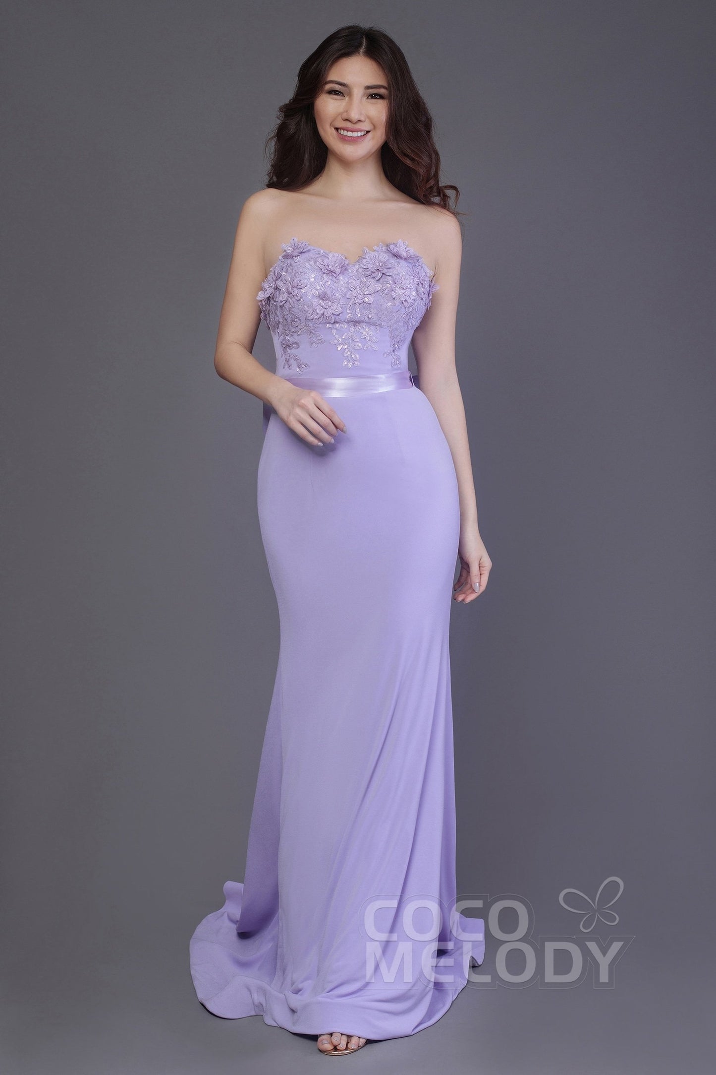 Mermaid Sweep Train Knitted Fabric Bridesmaid Dress PR3484