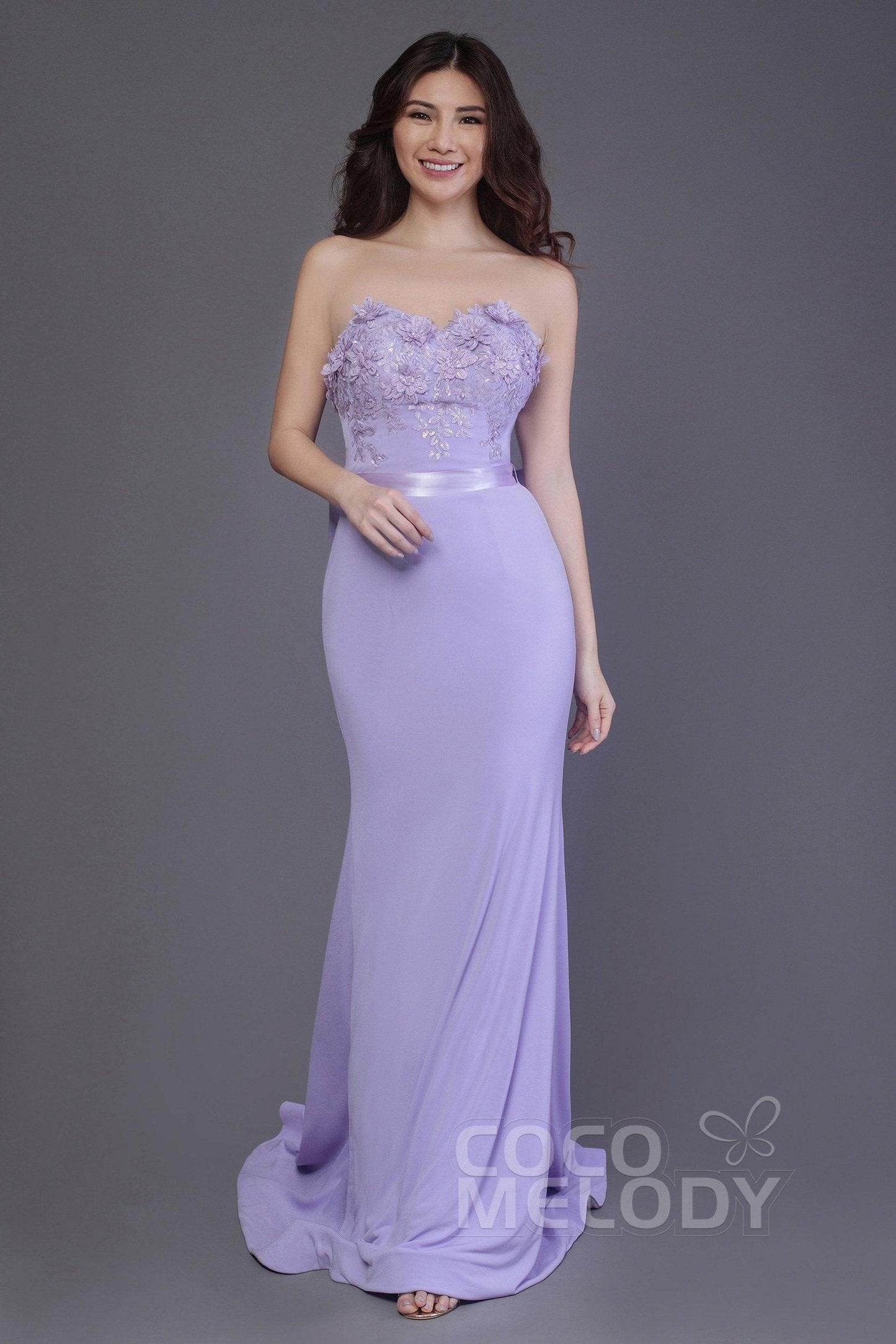 Mermaid Sweep Train Knitted Fabric Bridesmaid Dress PR3484 - COCOMELODY