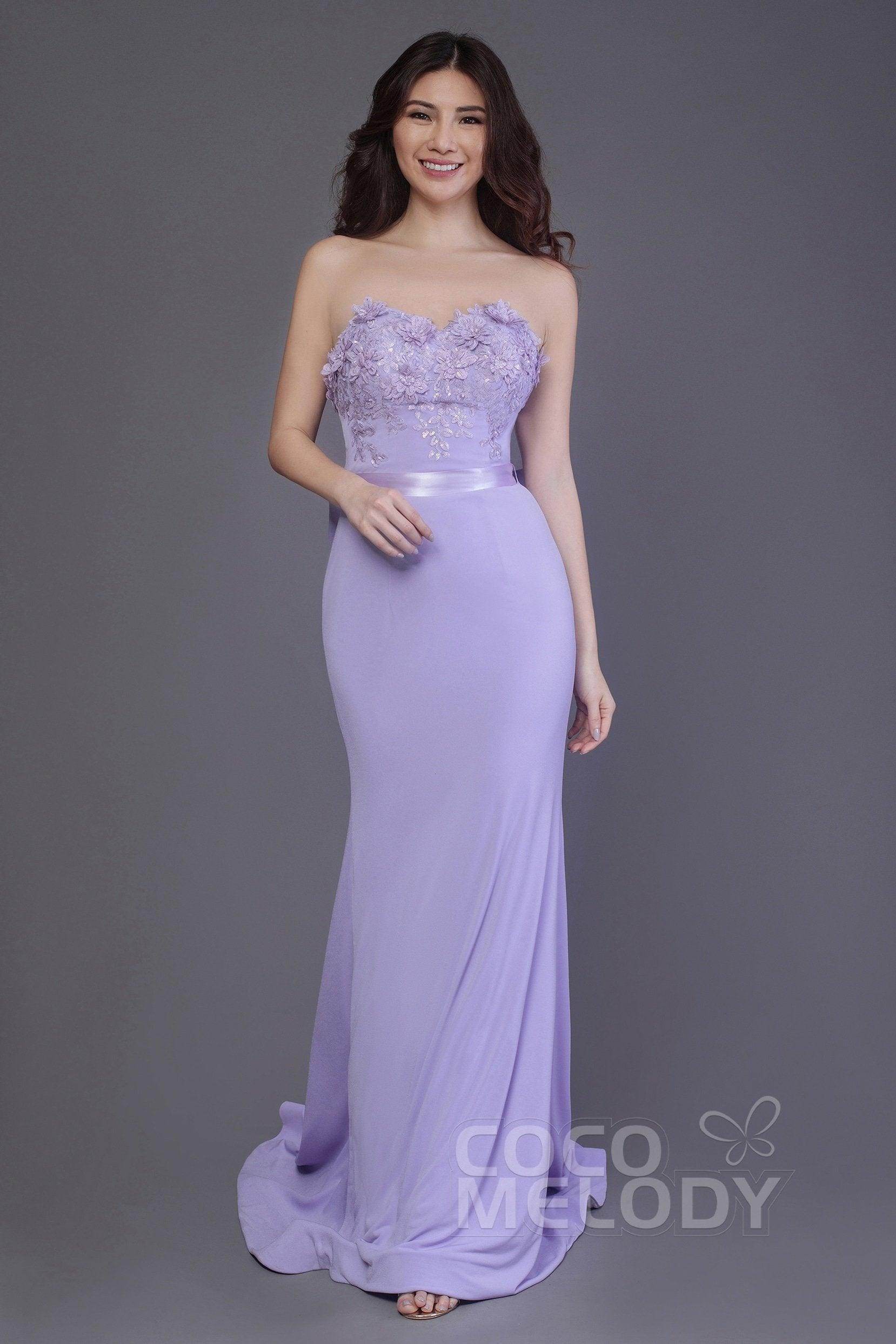 Mermaid Sweep Train Knitted Fabric Bridesmaid Dress PR3484 - COCOMELODY